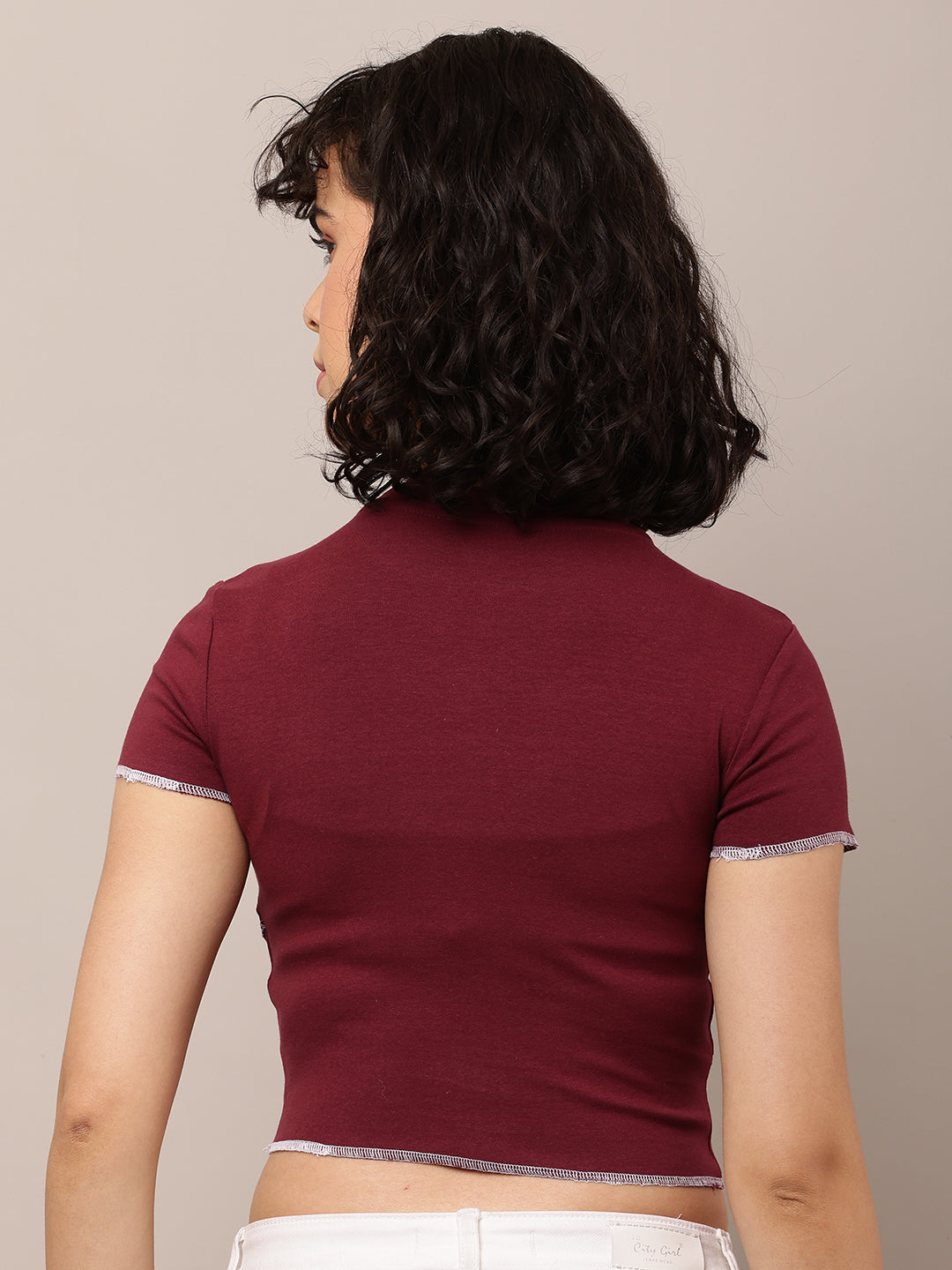 Women Cotton Wine Graphic Crop Top