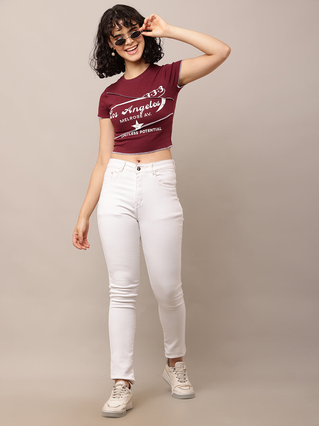 Women Cotton Wine Graphic Crop Top