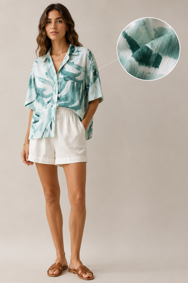 Women Green Abstract Print Shirt