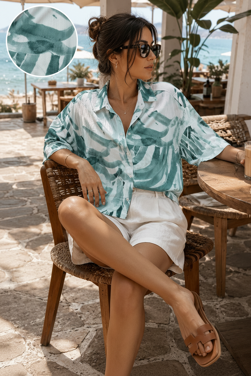 Women Green Abstract Print Shirt