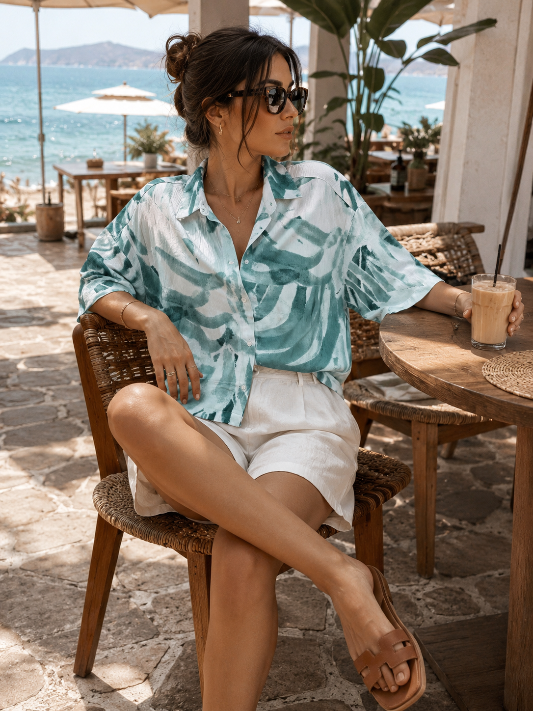 Women Green Abstract Print Shirt
