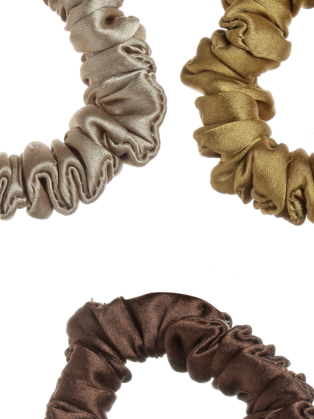 Brown Silk Satin Scrunchies Pack Of 3