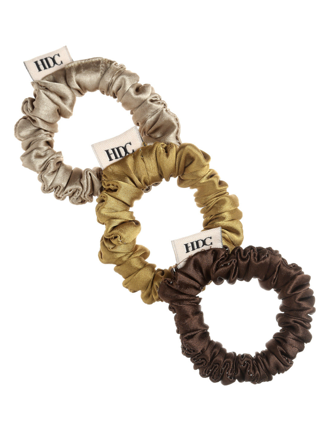 Brown Silk Satin Scrunchies Pack Of 3