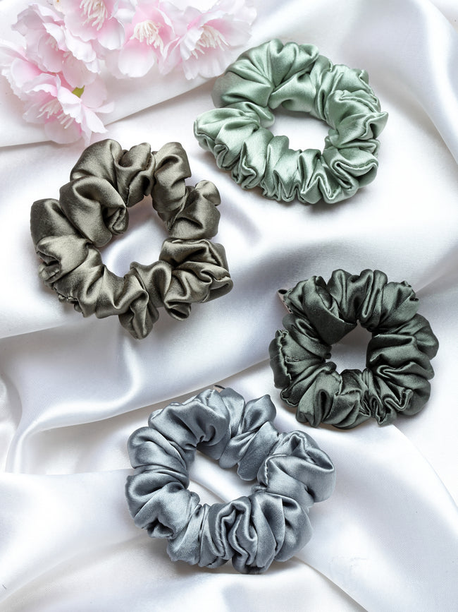 Multi Silk Satin Scrunchies Pack Of 4