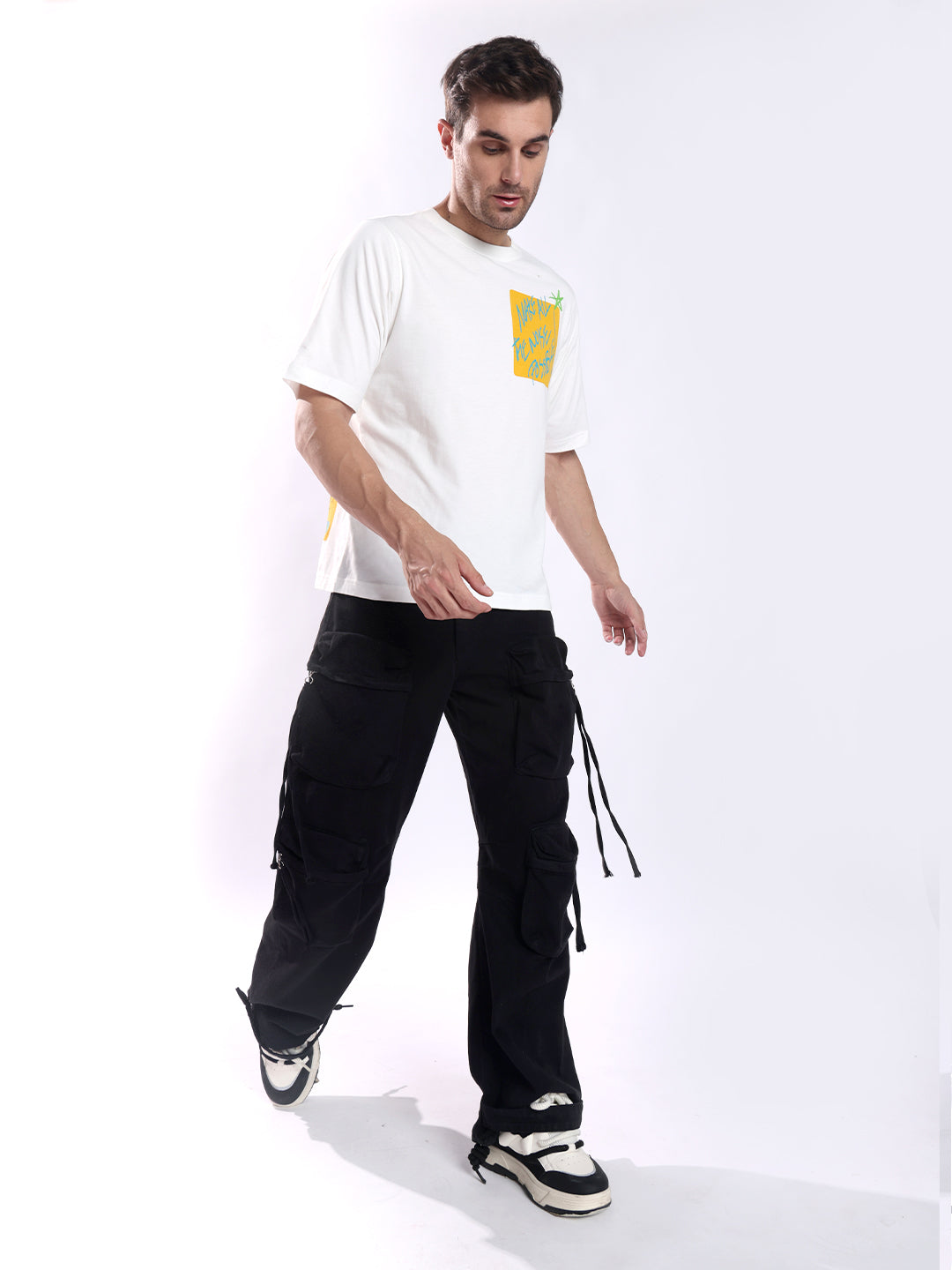 Men White Cotton Oversized T-Shirt