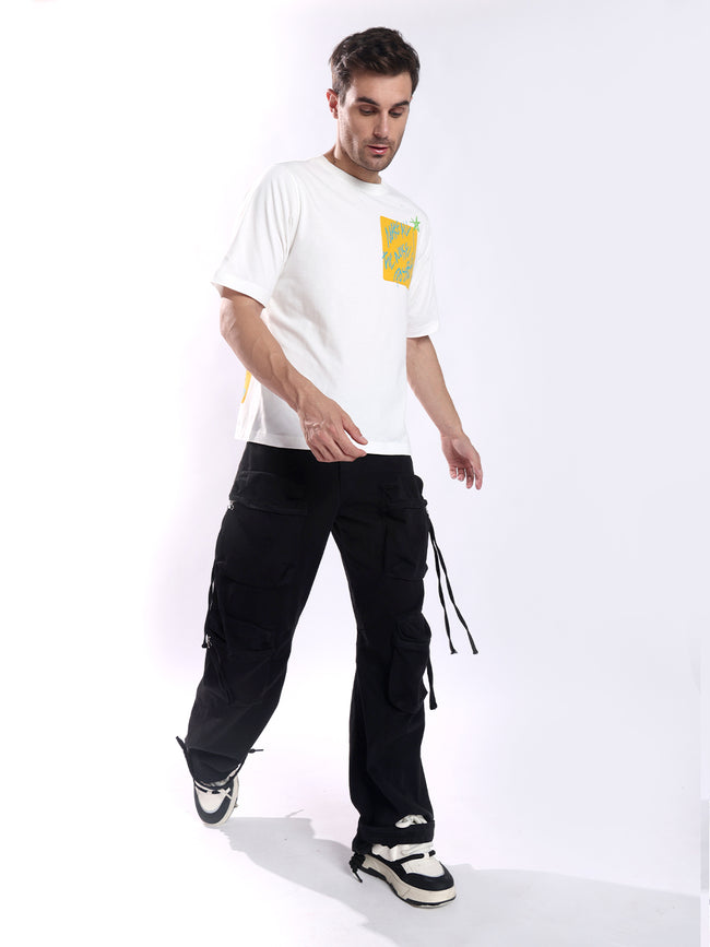 Men White Cotton Oversized T-Shirt