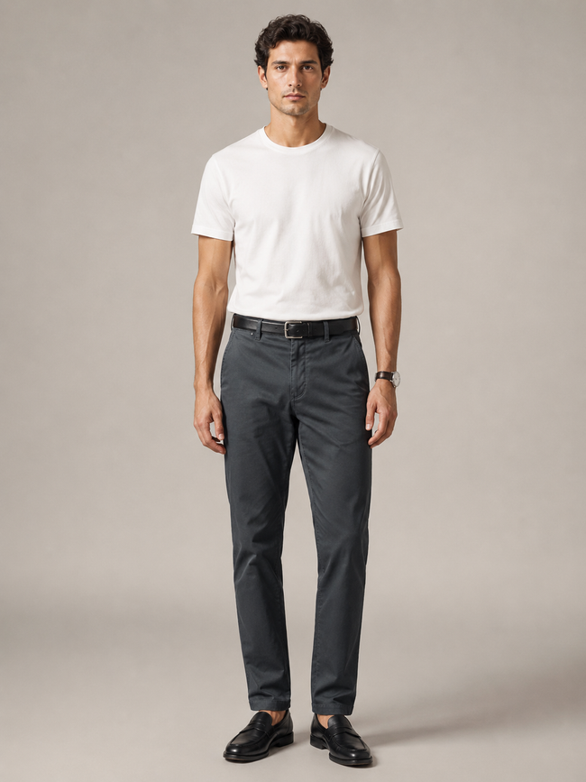 Men Dark Grey Tailored Fit Trousers