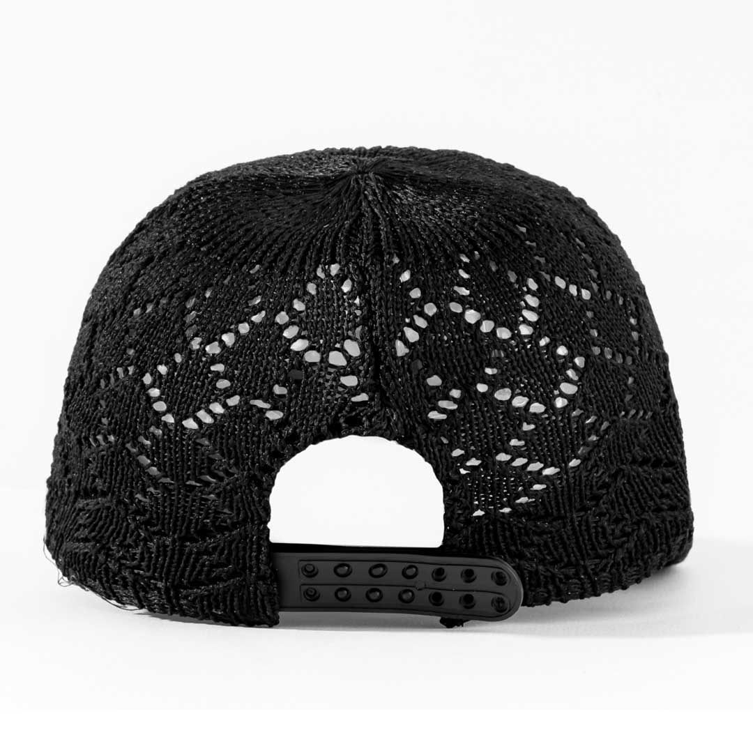 Black Knitted Crochet Baseball Cap