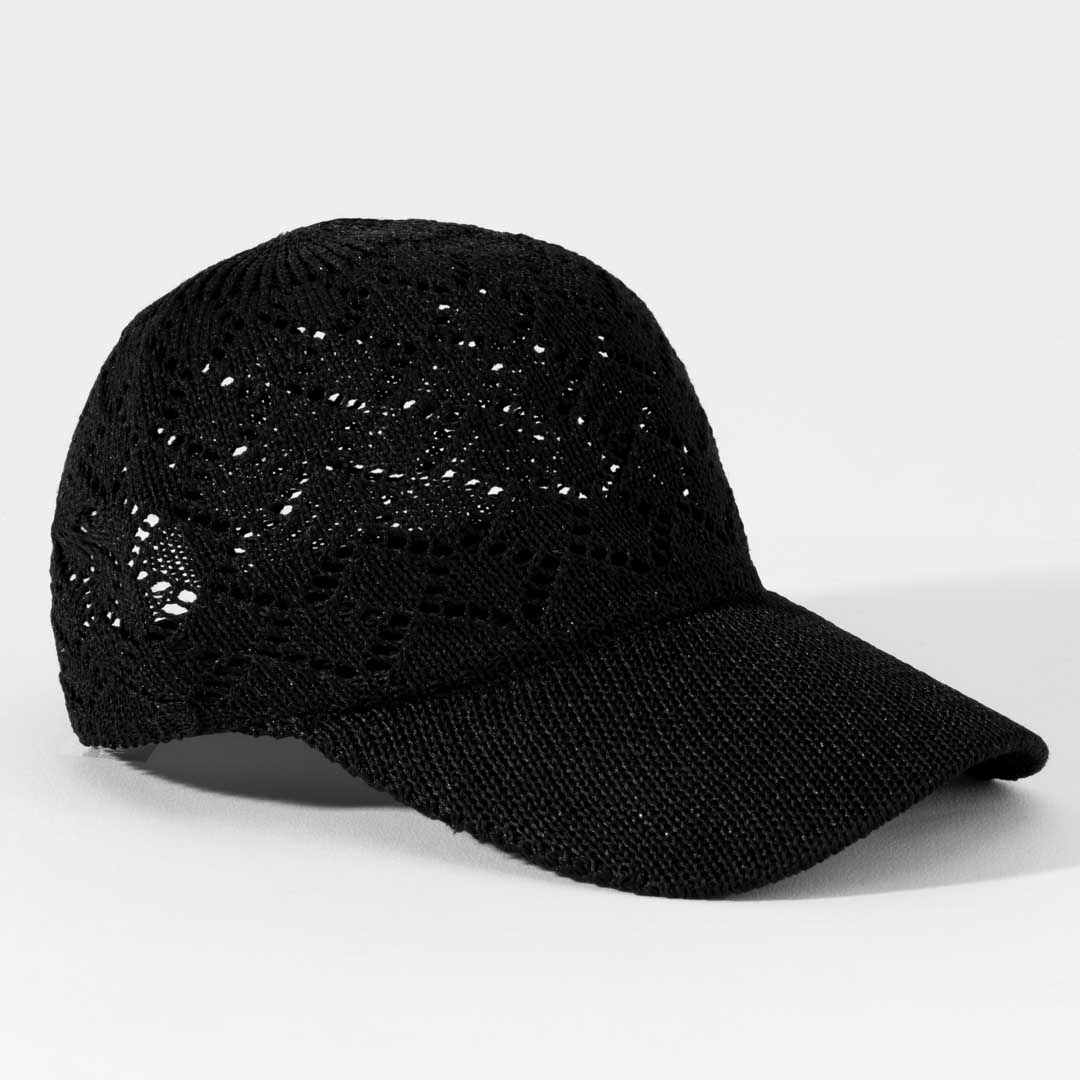 Black Knitted Crochet Baseball Cap
