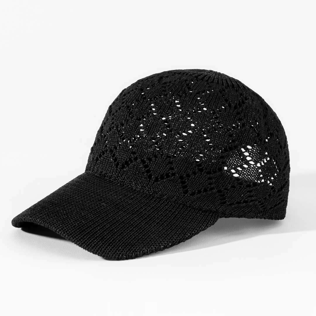 Black Knitted Crochet Baseball Cap