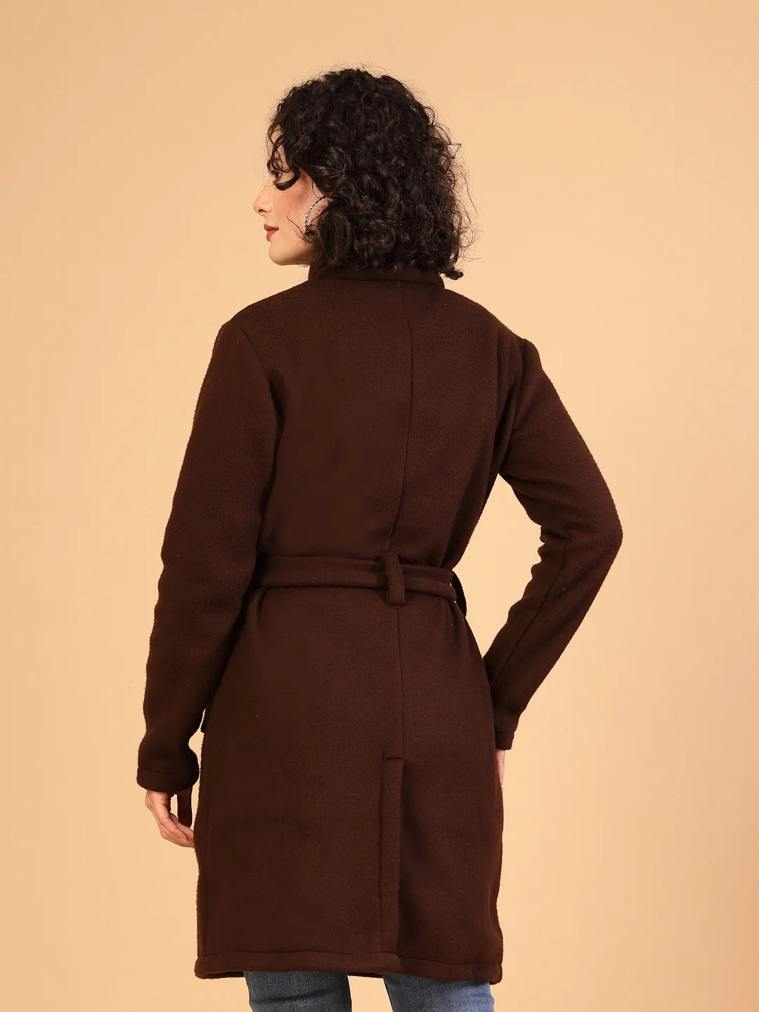 Women Dark Brown Polar Fleece Overcoat