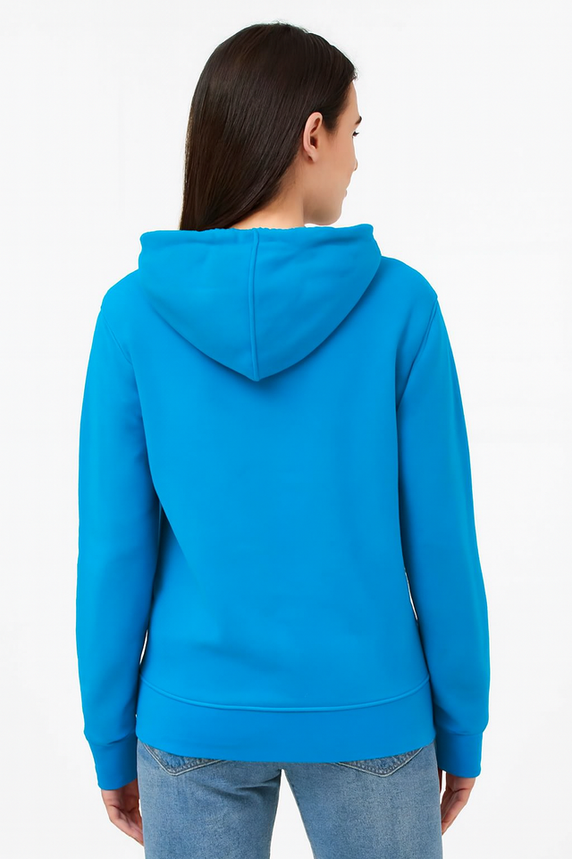 Women Blue Solid Pullover Sweatshirt