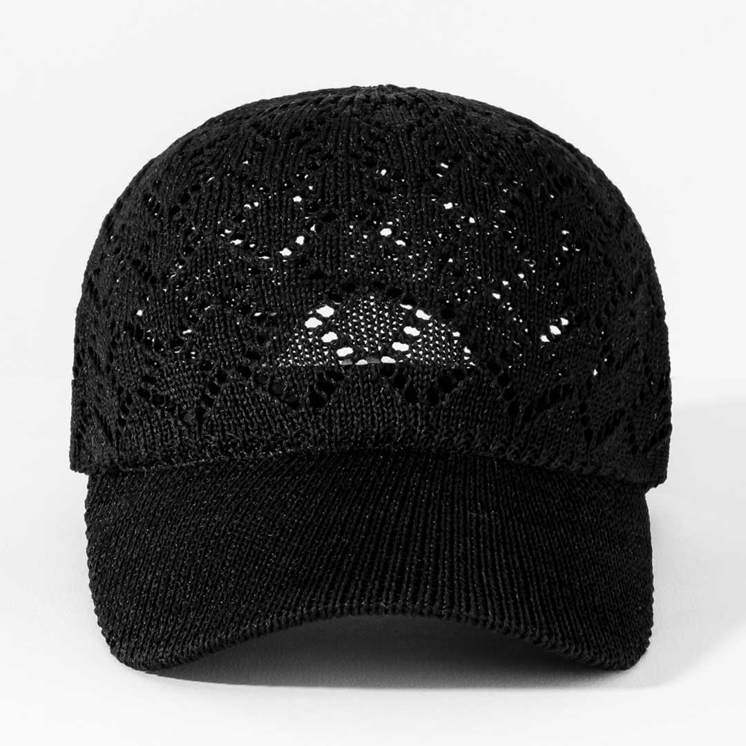 Black Knitted Crochet Baseball Cap