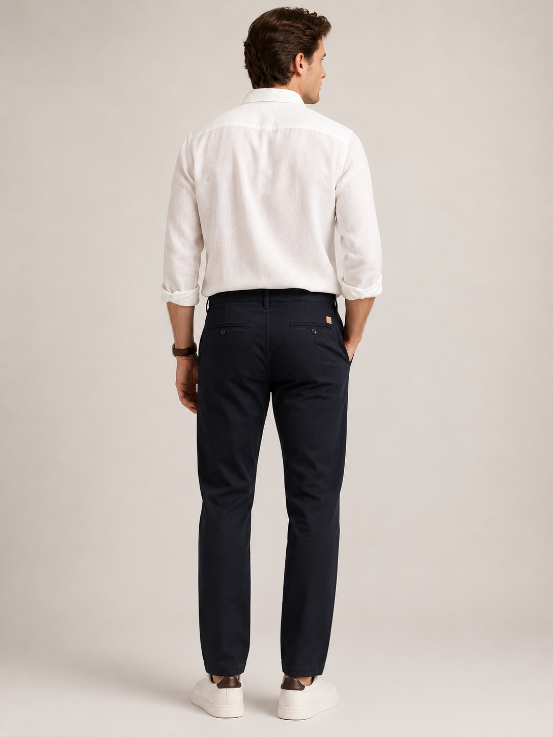 Men Black Contemporary Chino Trousers