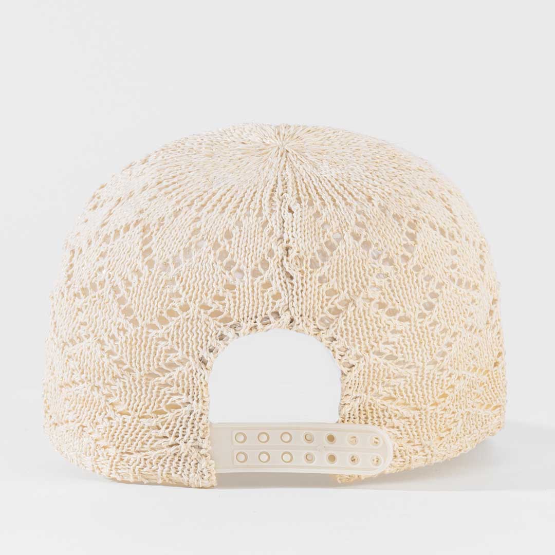Beige Knitted Crochet Baseball Cap