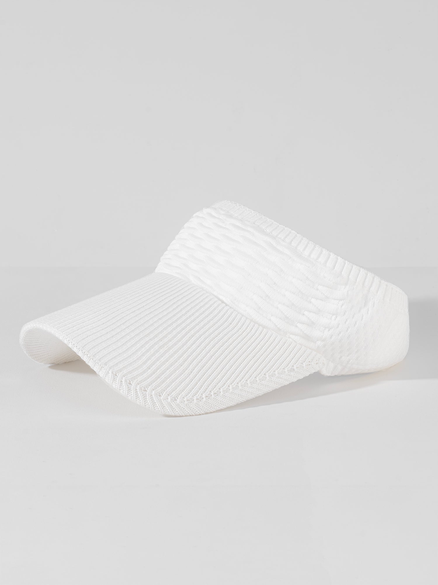 White Ribbed Sun Visor Cap