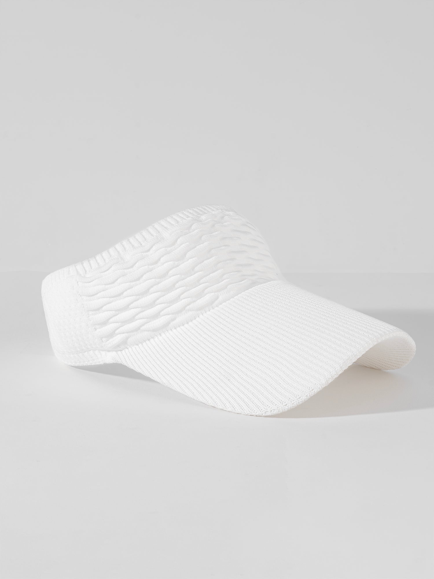 White Ribbed Sun Visor Cap