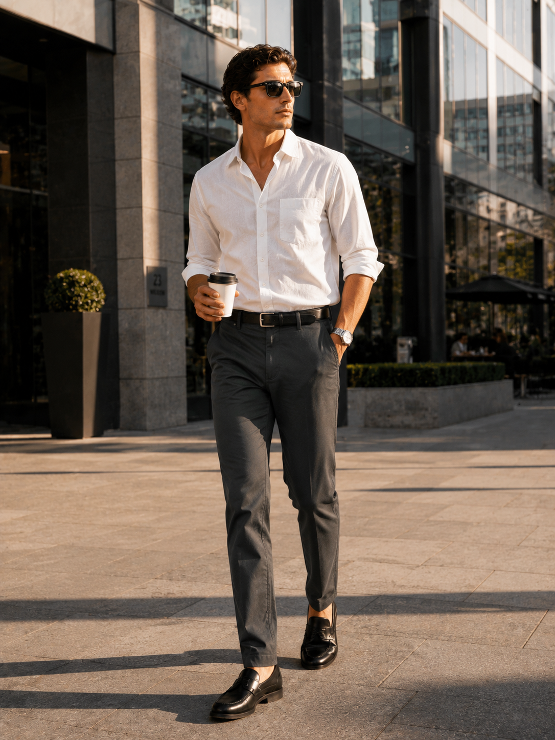 Men Dark Grey Tailored Fit Trousers