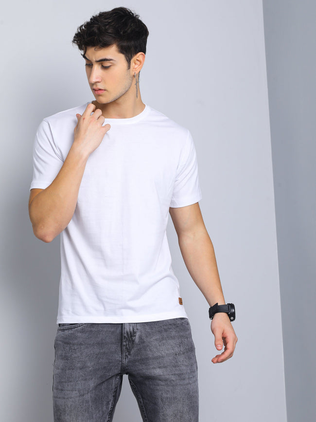 Men Plain White T-Shirt