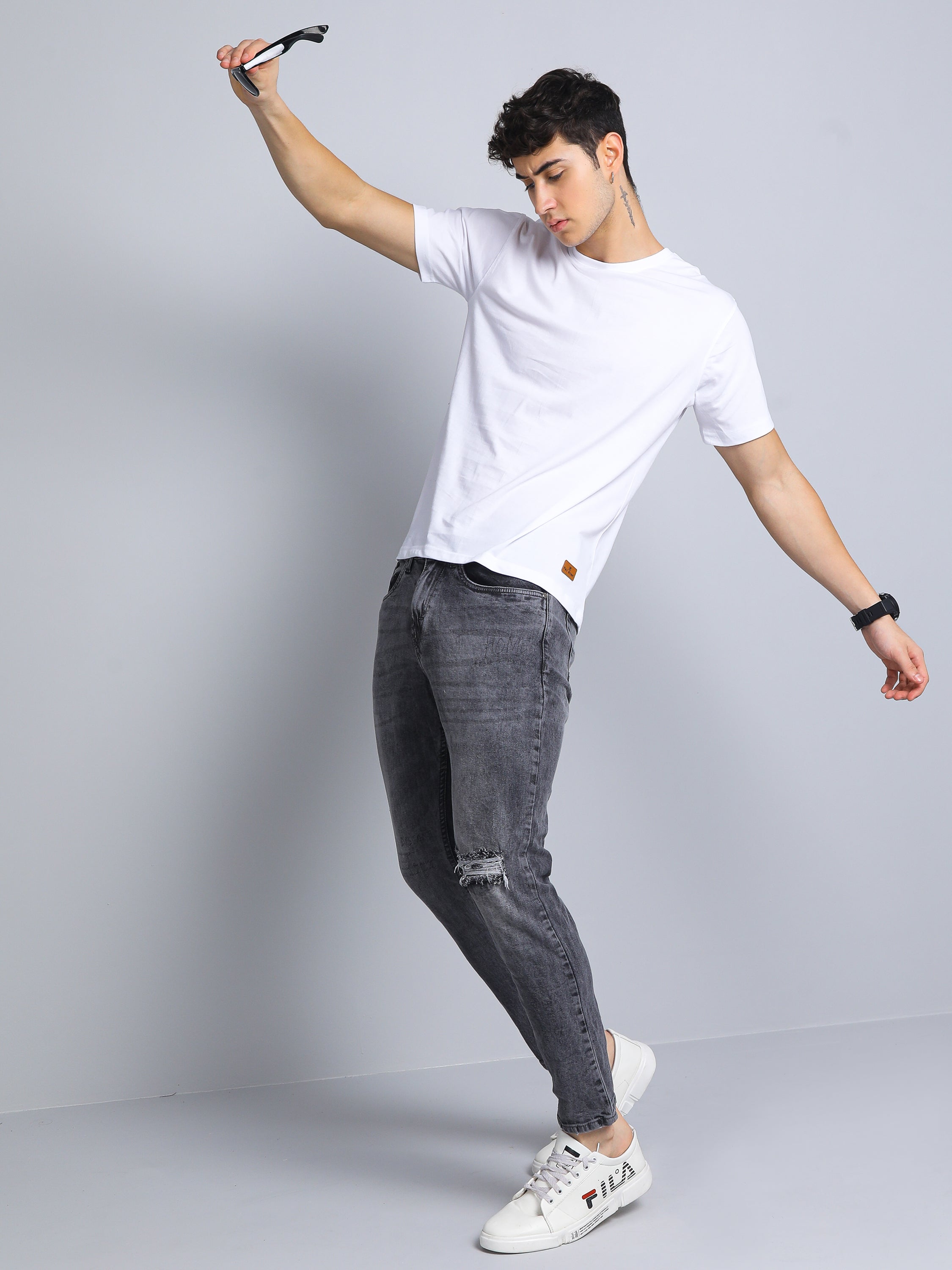 Men Plain White T-Shirt