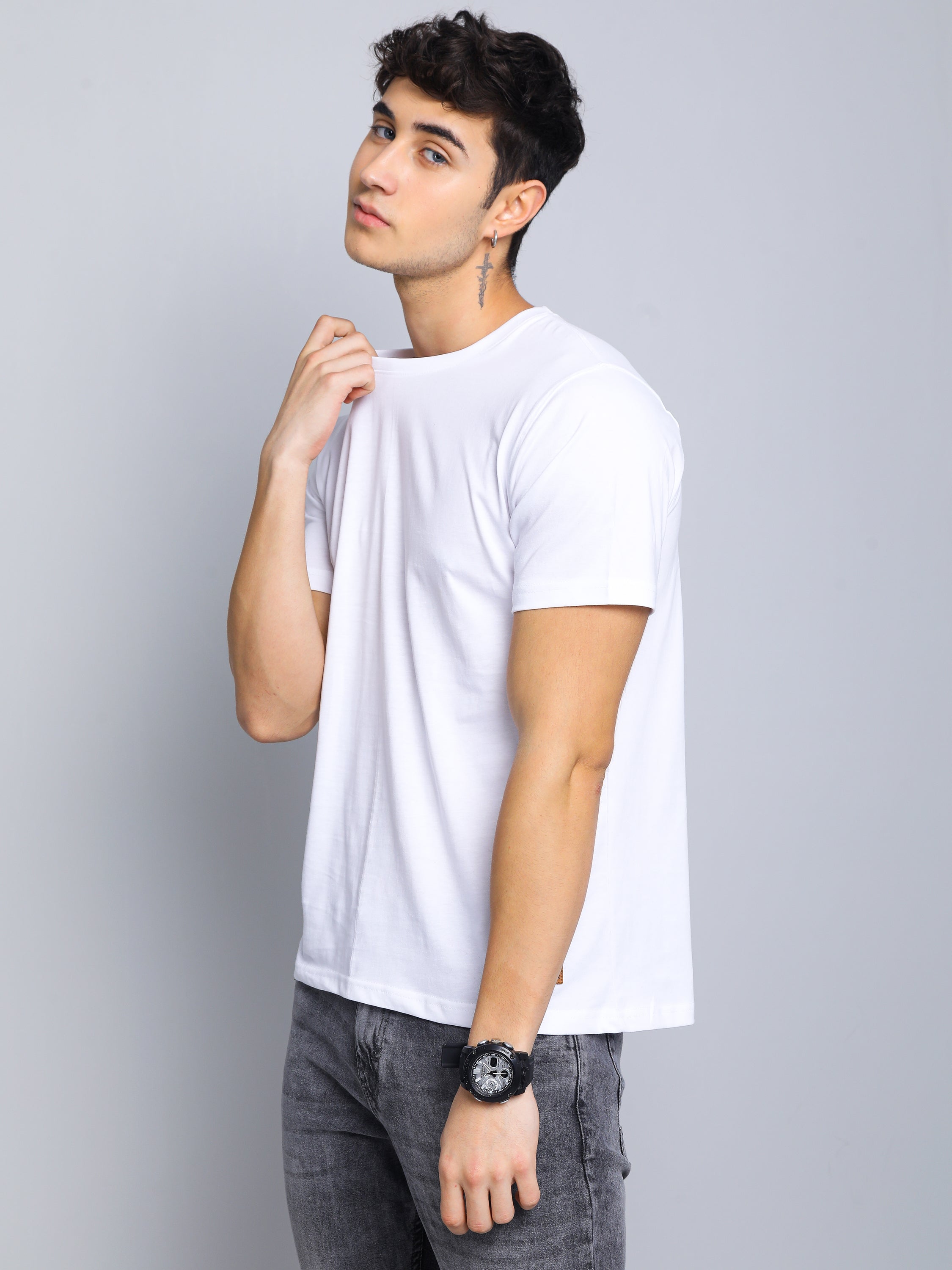 Men Plain White T-Shirt