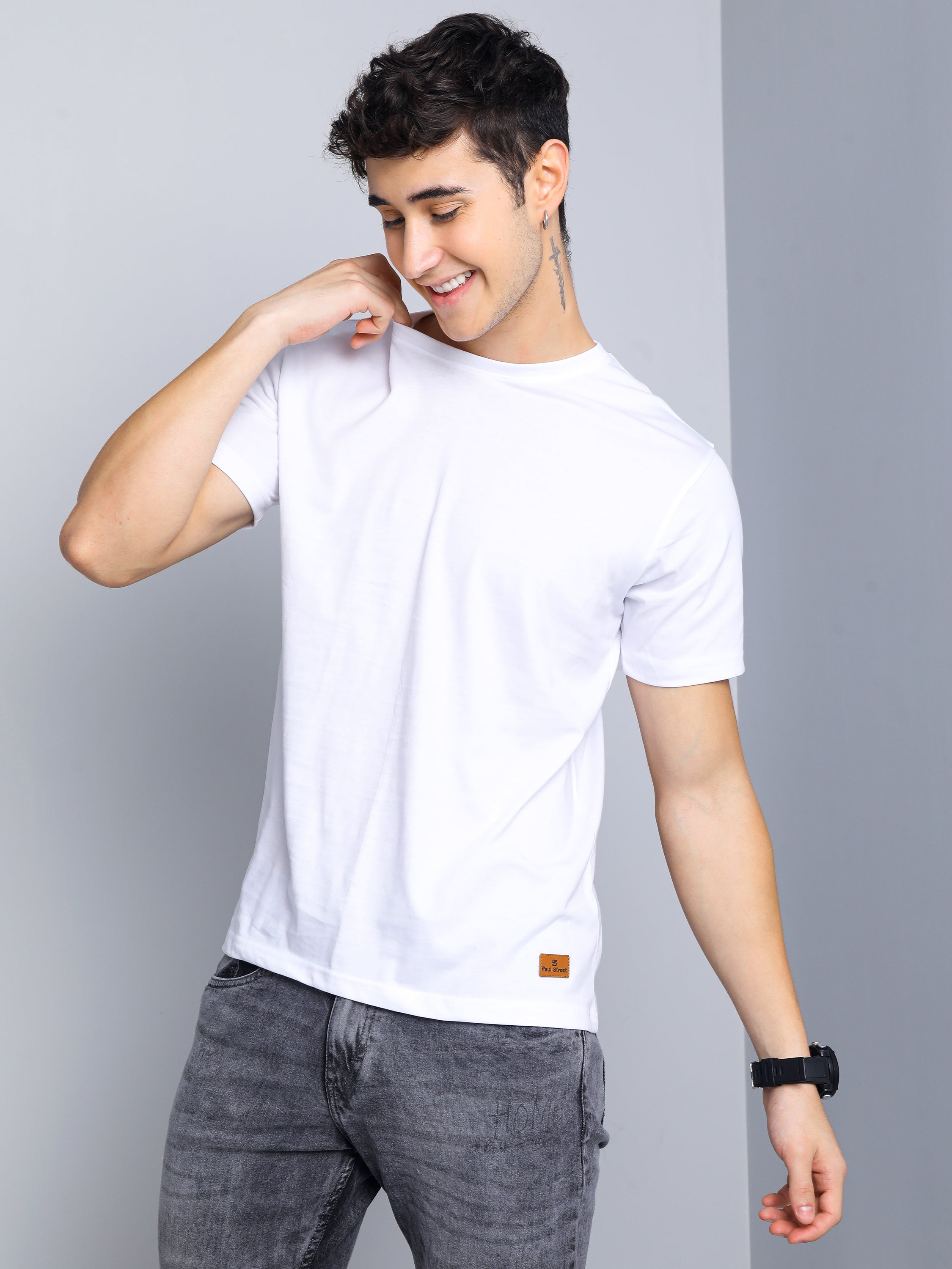 Men Plain White T-Shirt