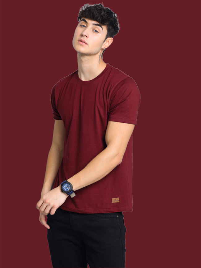Men Plain Maroon T-Shirt