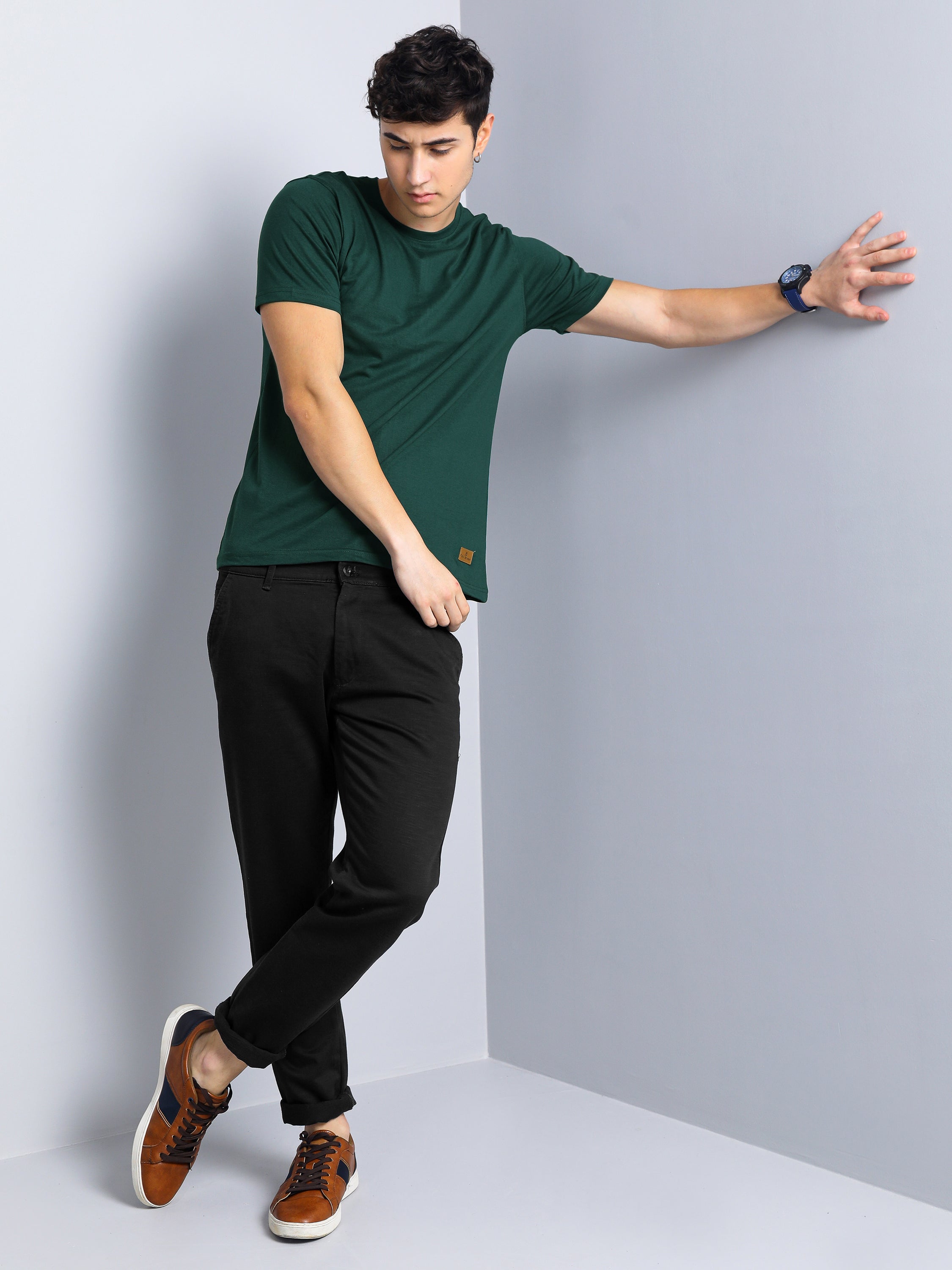 Men Plain Olive T-Shirt