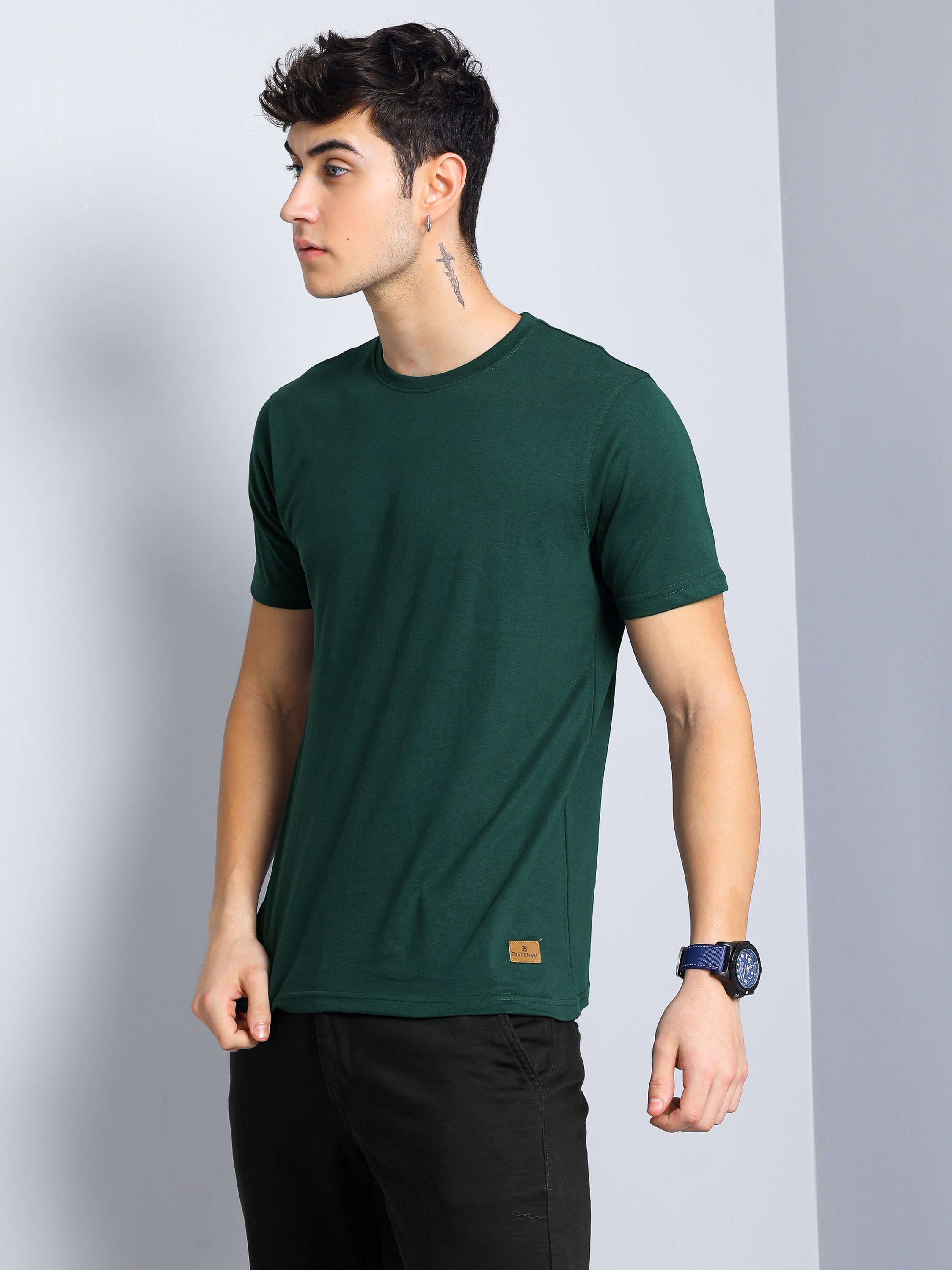 Men Plain Olive T-Shirt