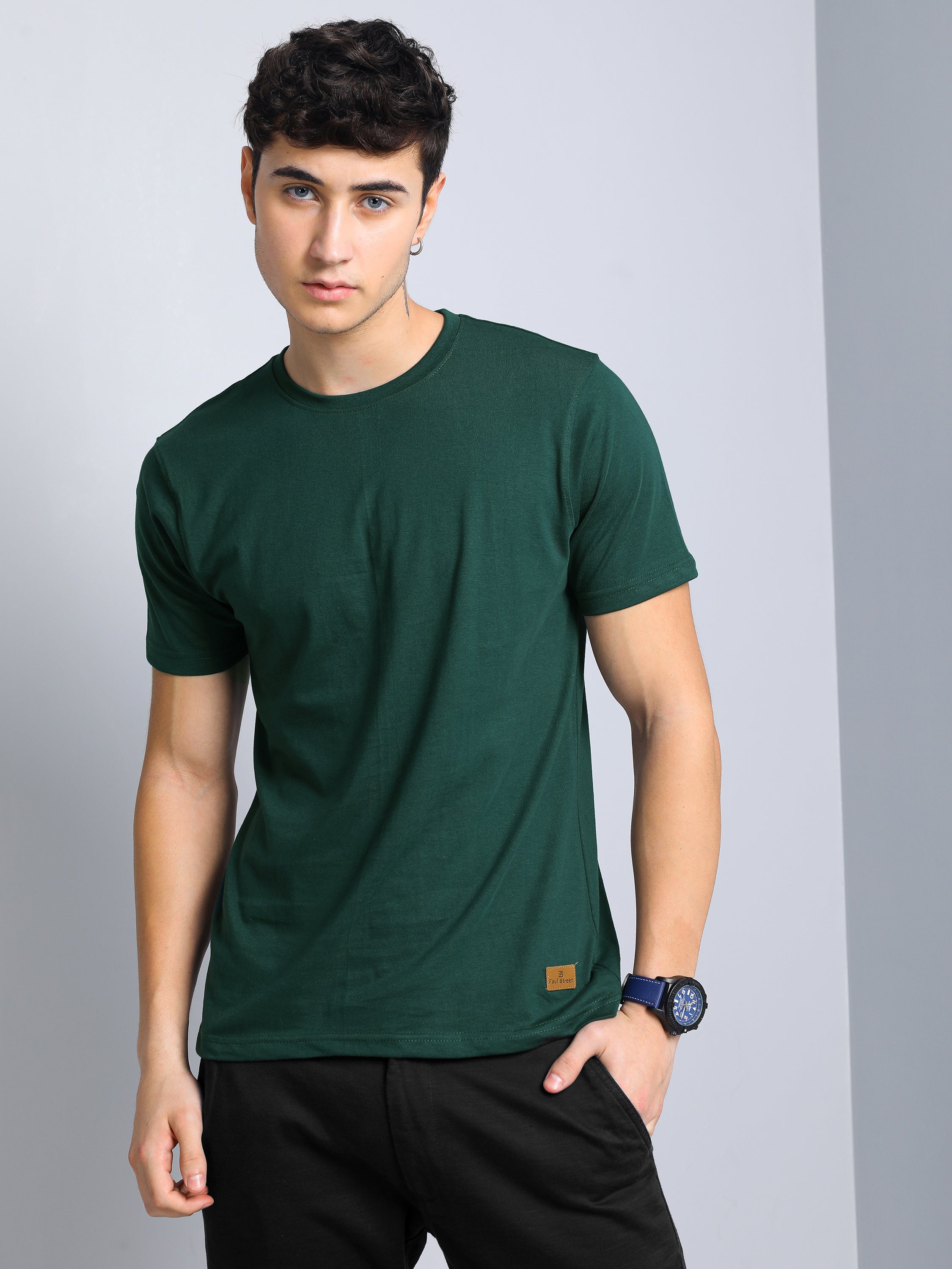 Men Plain Olive T-Shirt