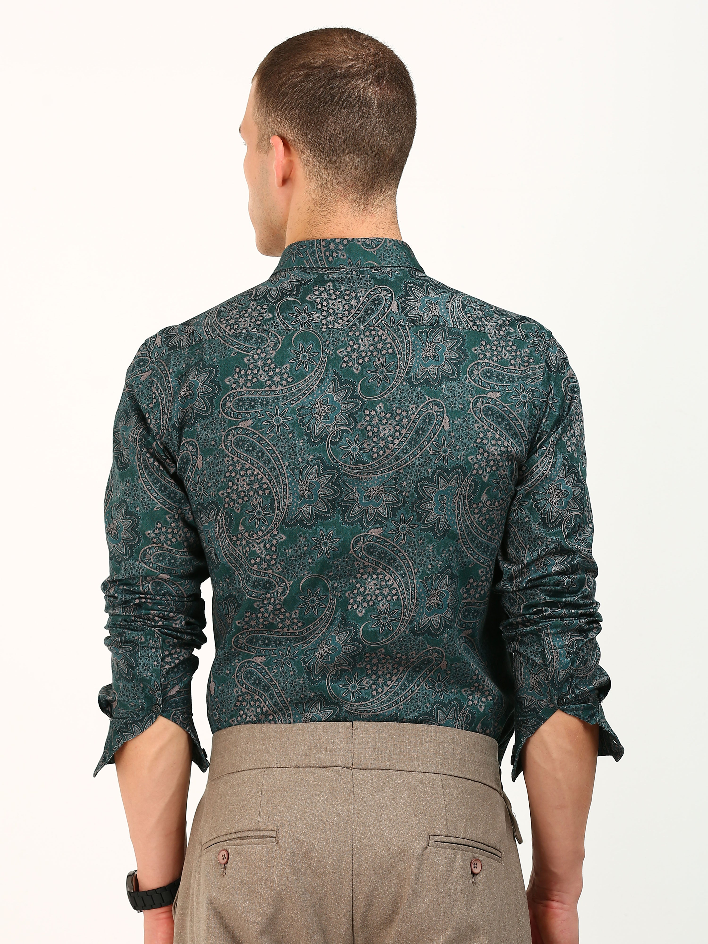 Dark Green Printed Pattern Shirt