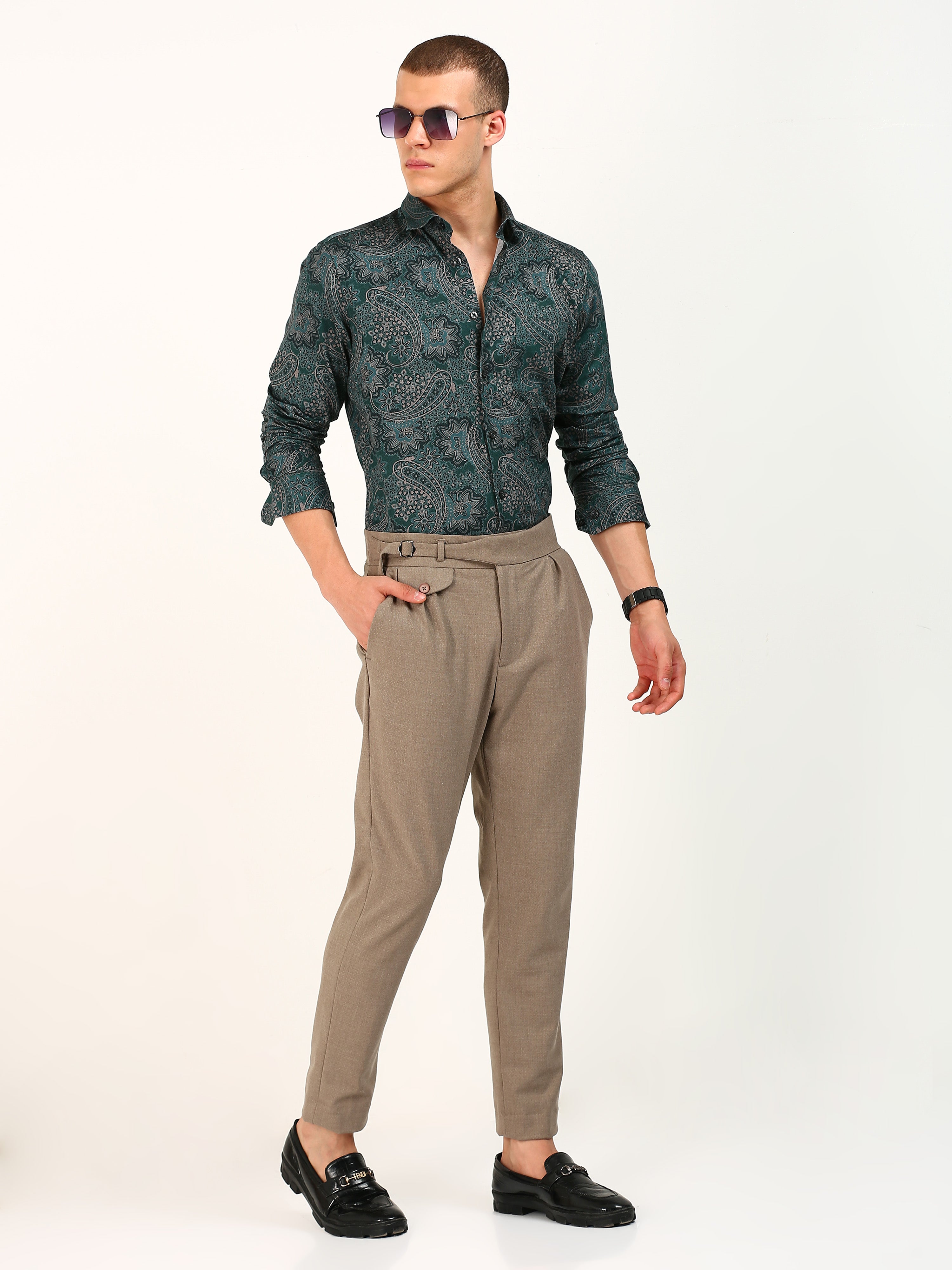 Dark Green Printed Pattern Shirt