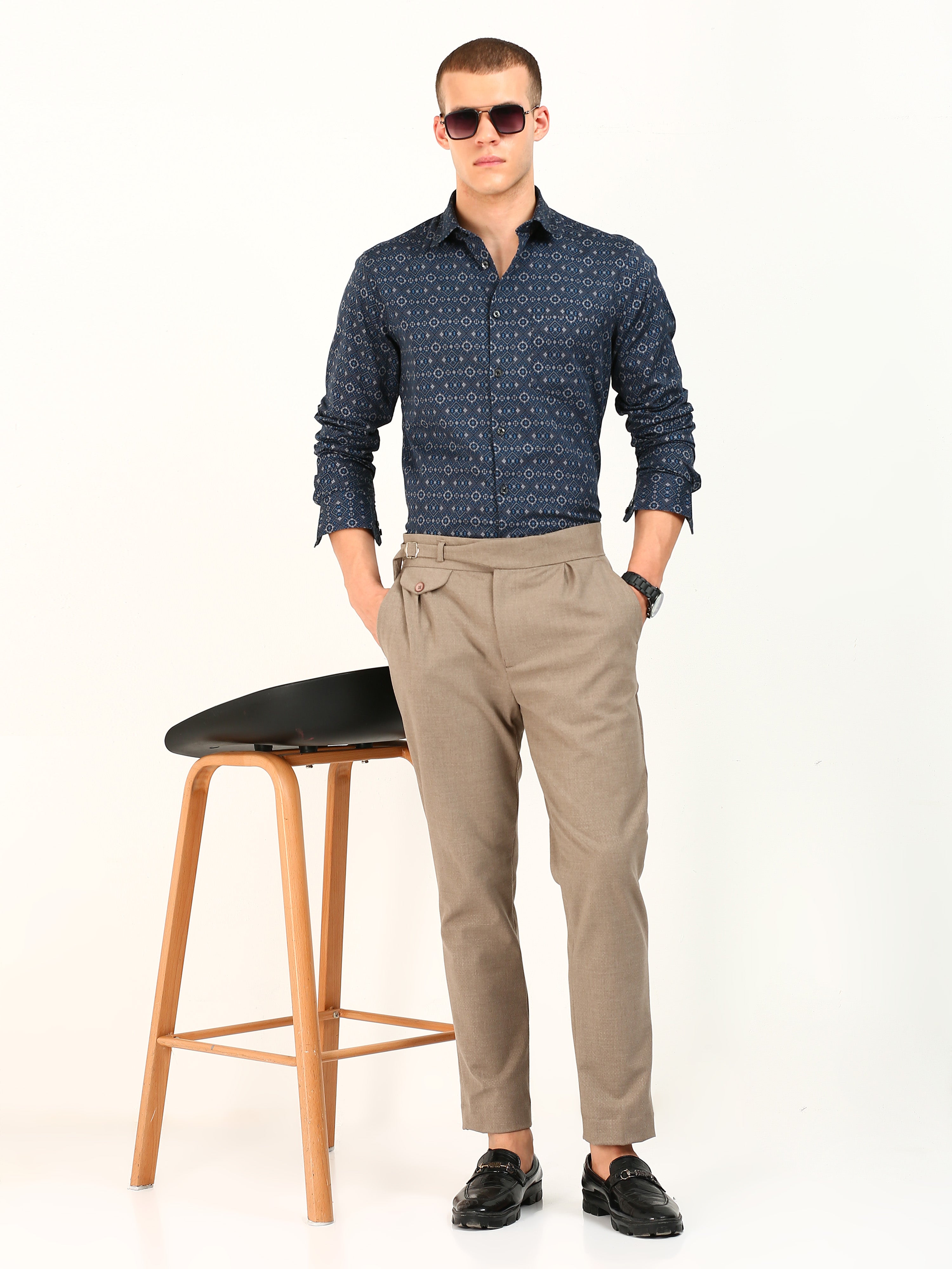 Dark Blue Printed Pattern Shirt