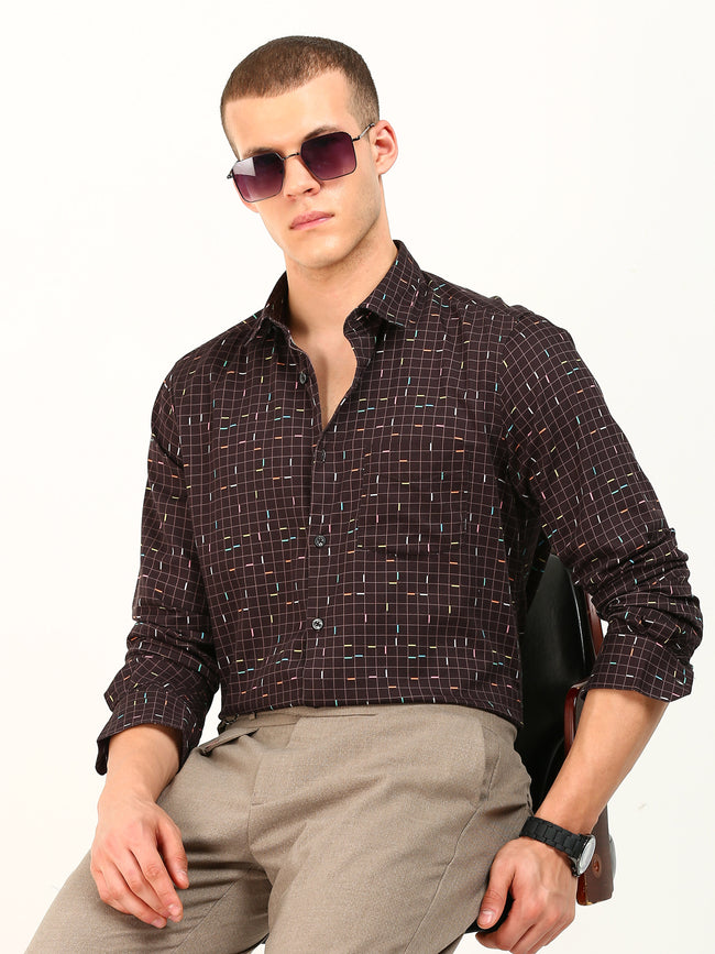 Brown Sprinkles Cotton Shirt