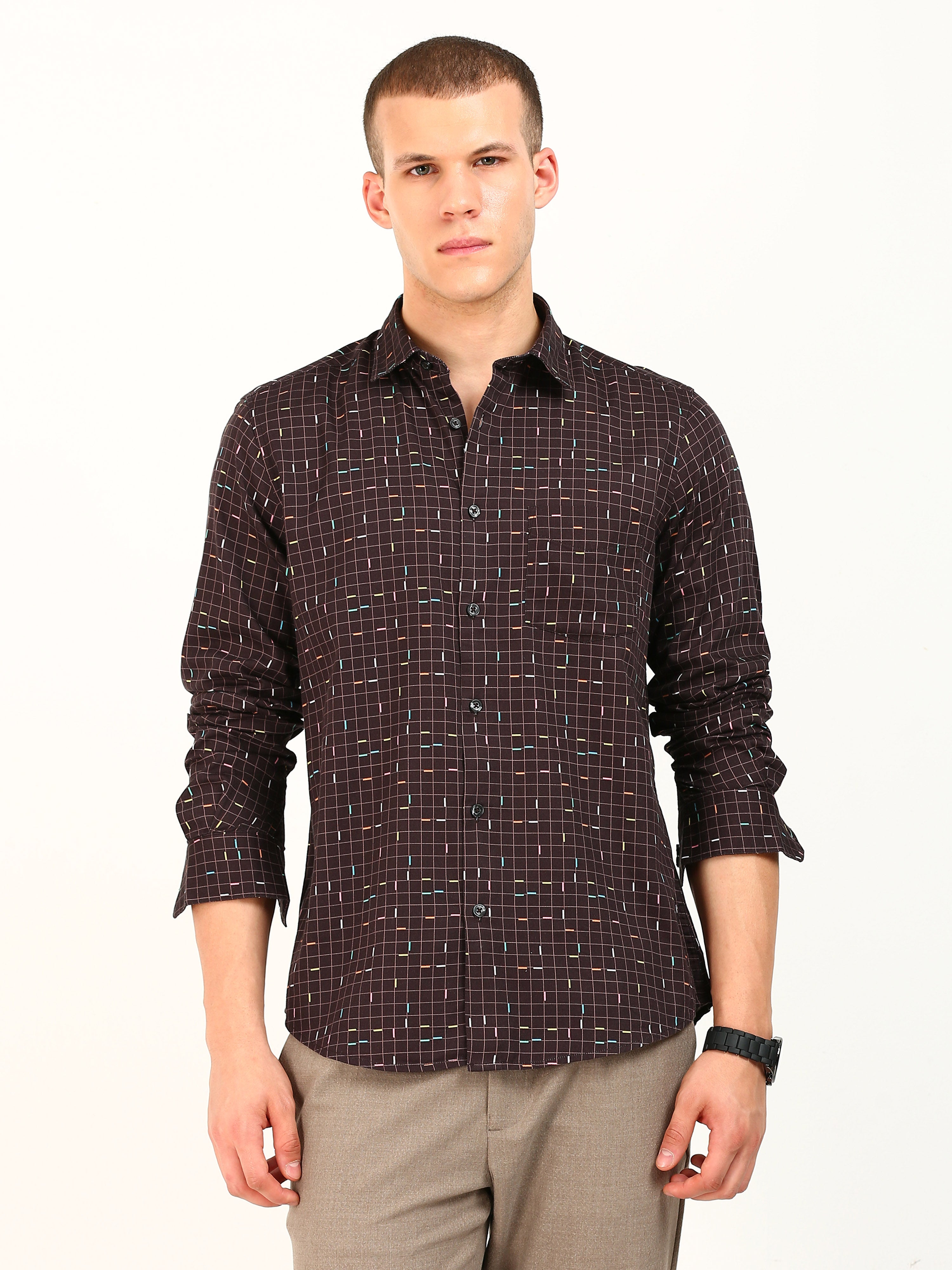 Brown Sprinkles Cotton Shirt