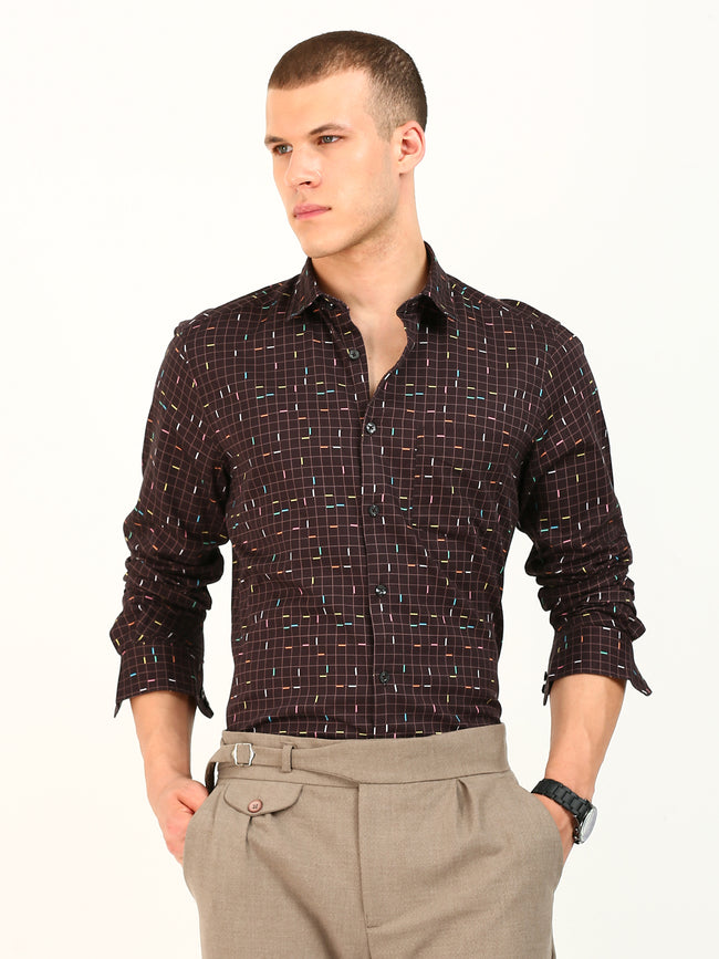Brown Sprinkles Cotton Shirt