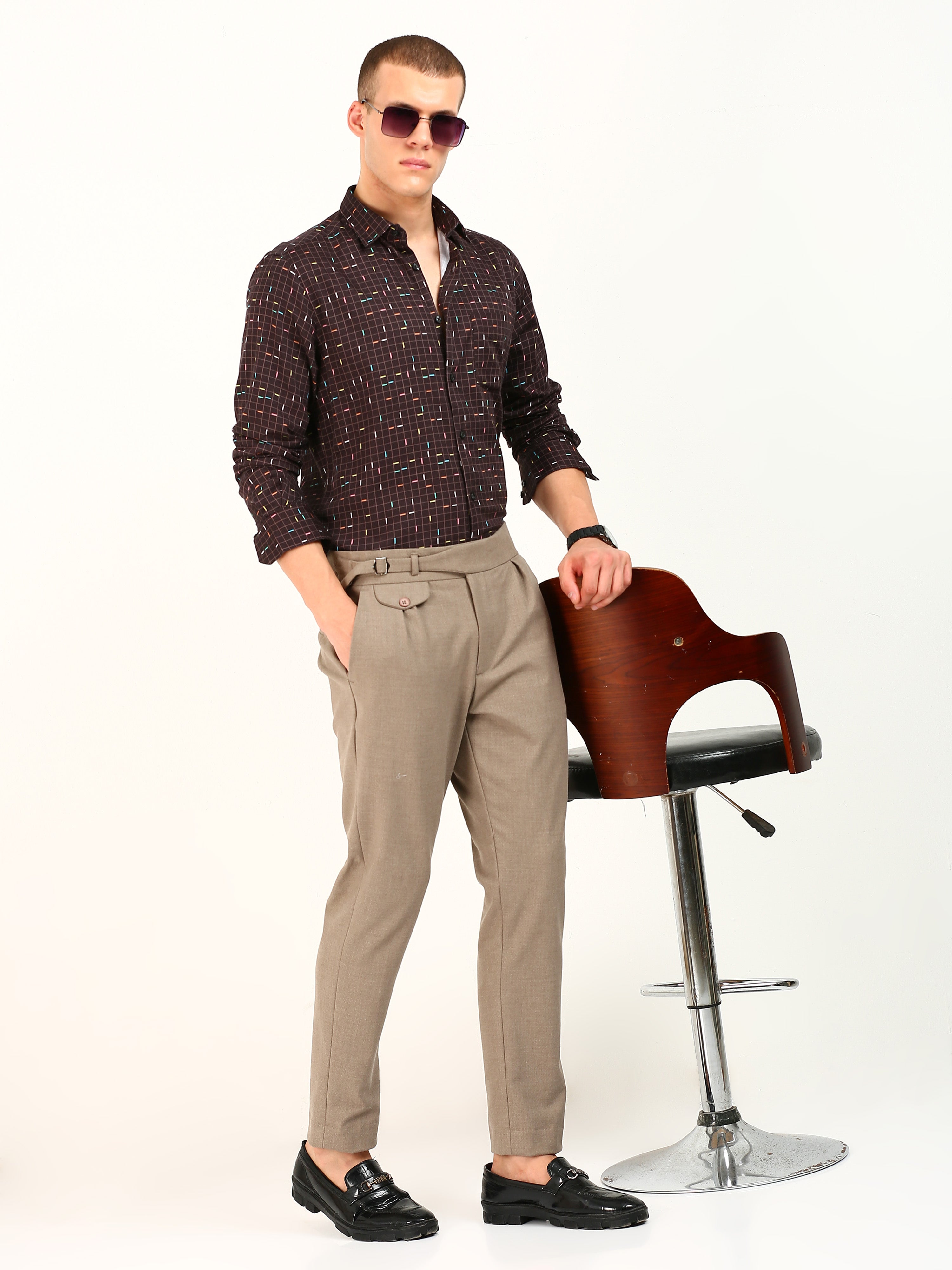 Brown Sprinkles Cotton Shirt