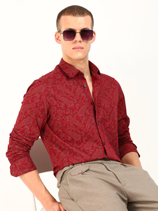 Red Cotton Occasion Shirt