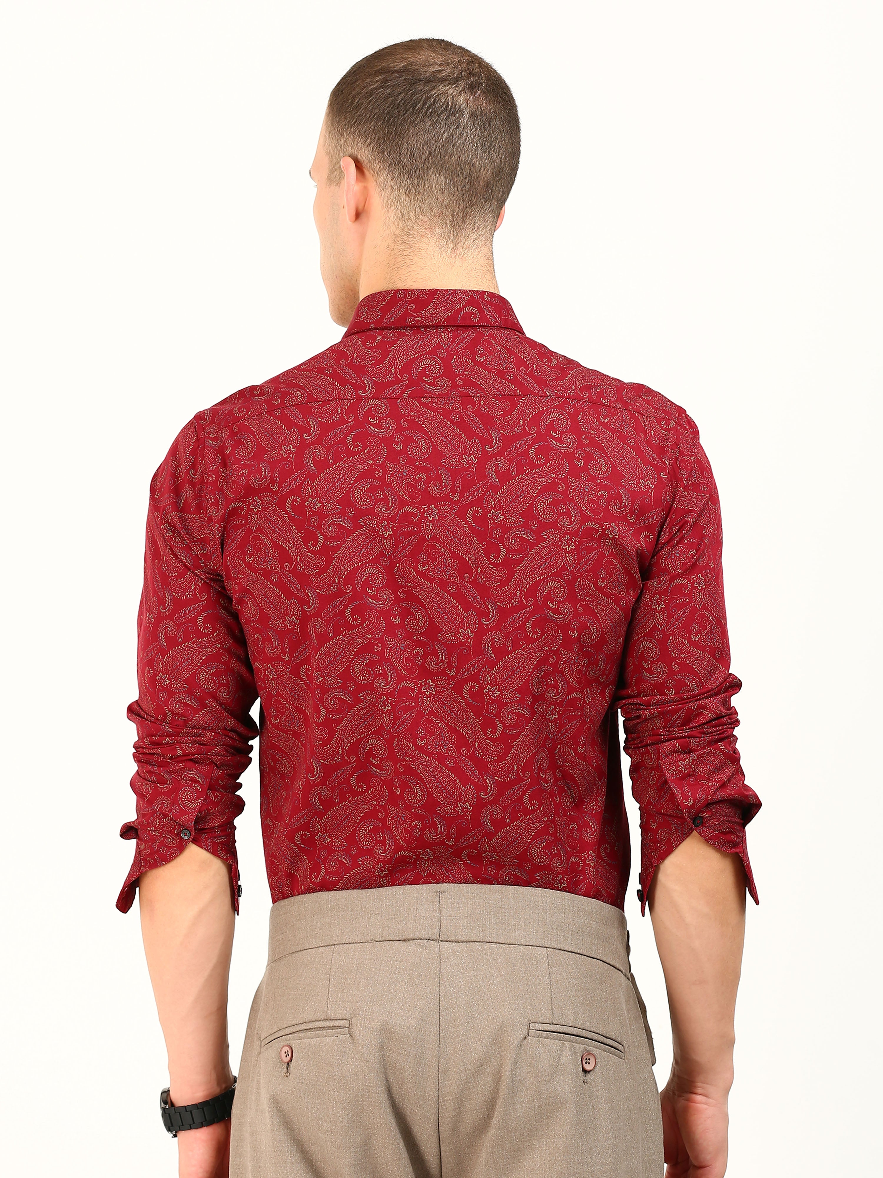 Red Cotton Occasion Shirt