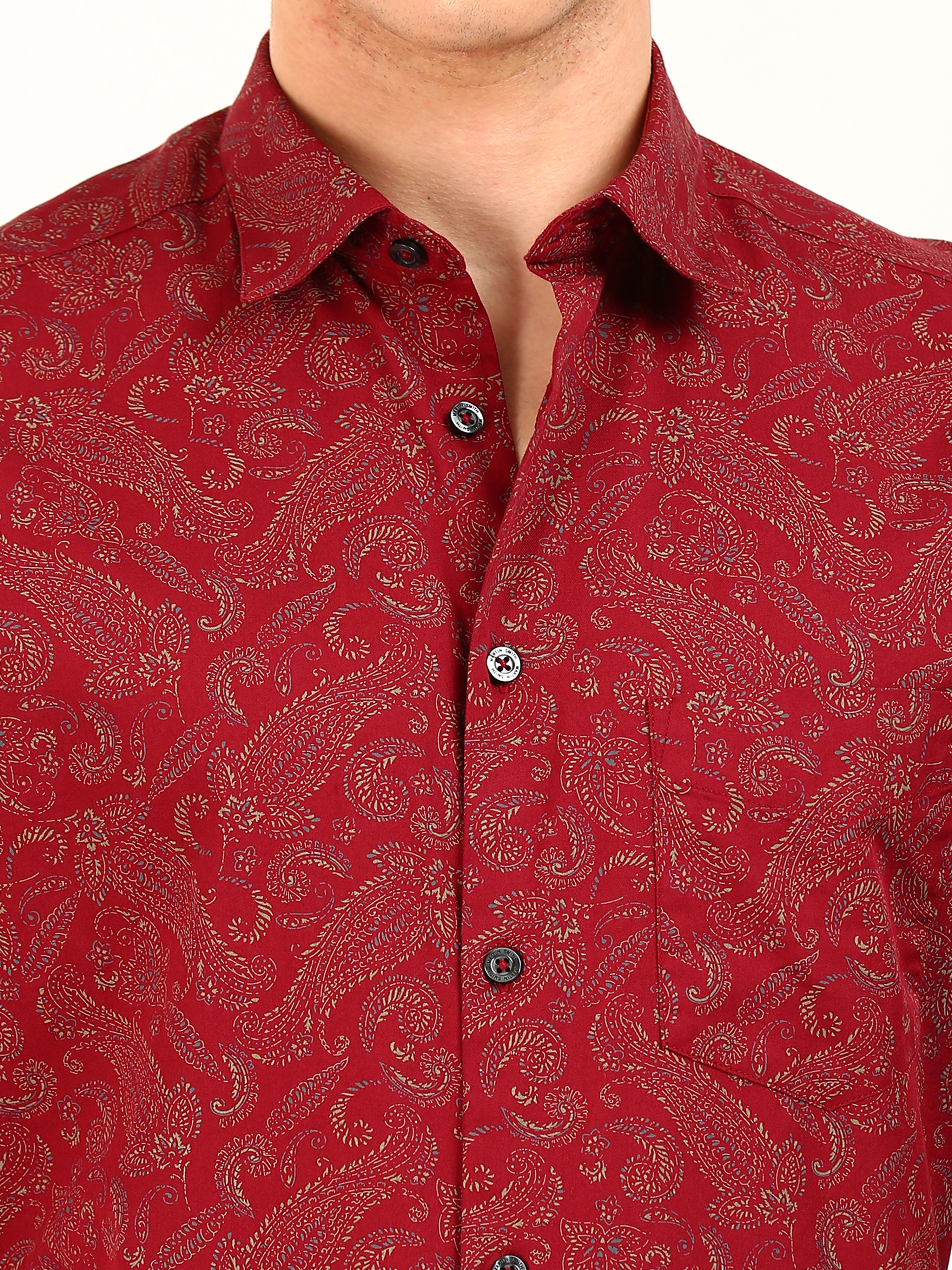 Red Cotton Occasion Shirt