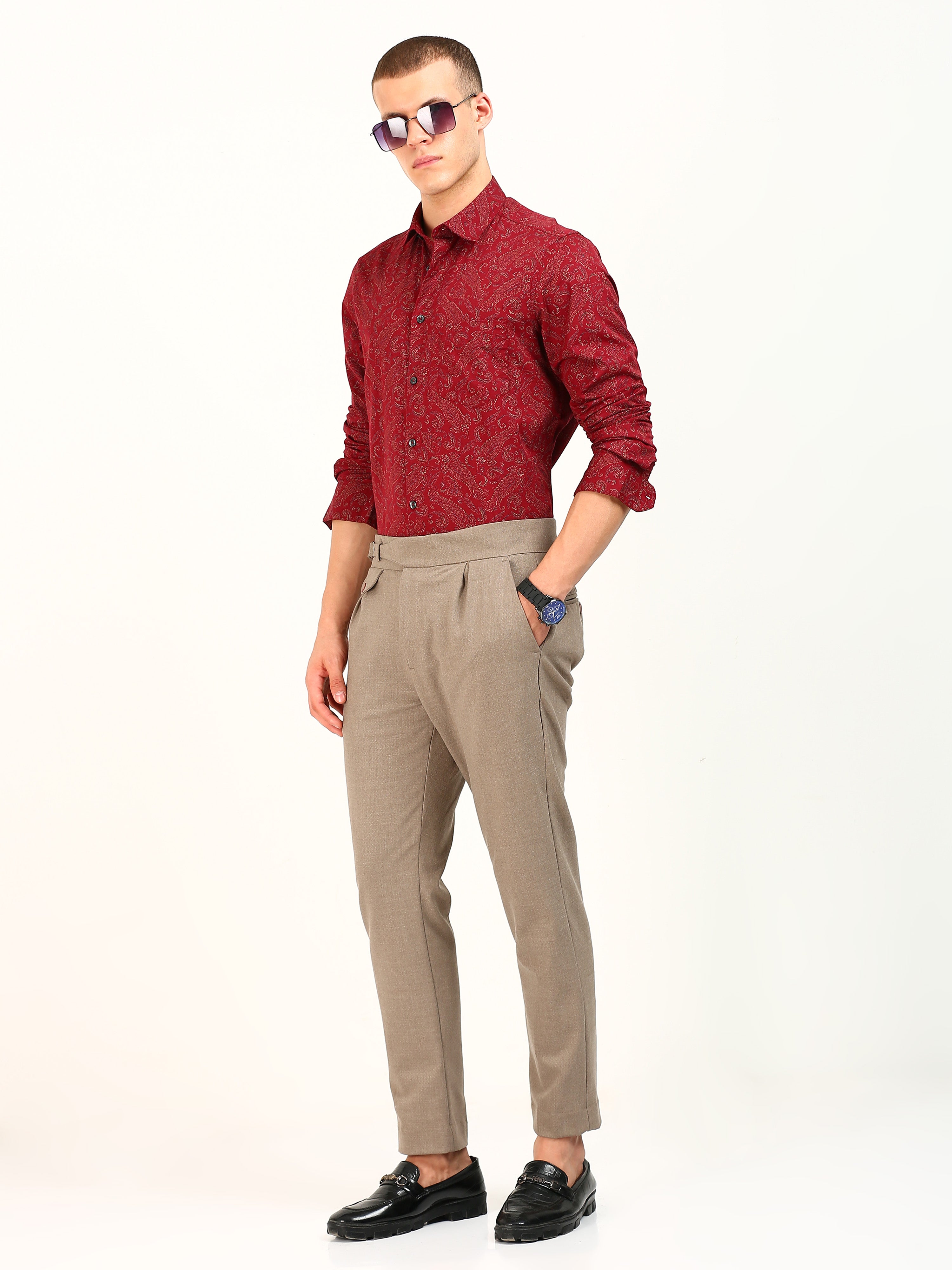 Red Cotton Occasion Shirt