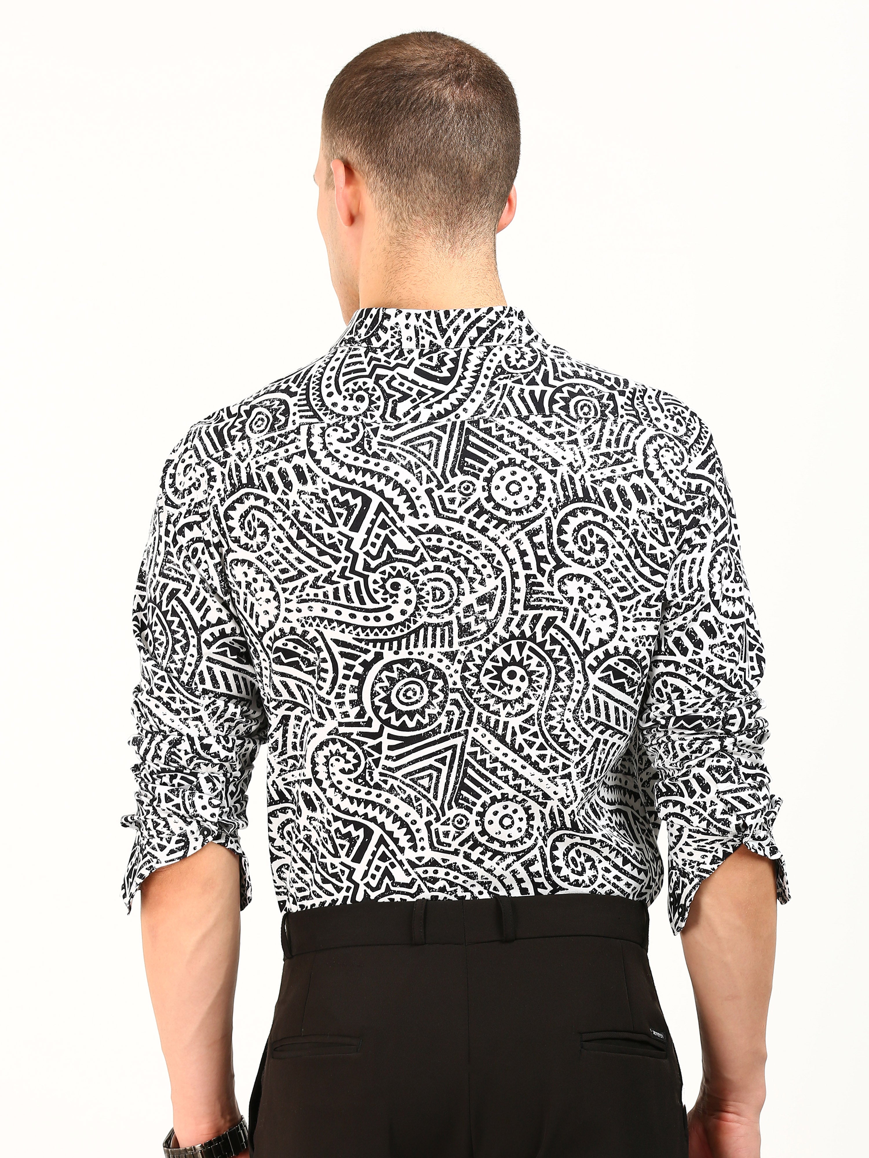 Texture Print Black & White Shirt