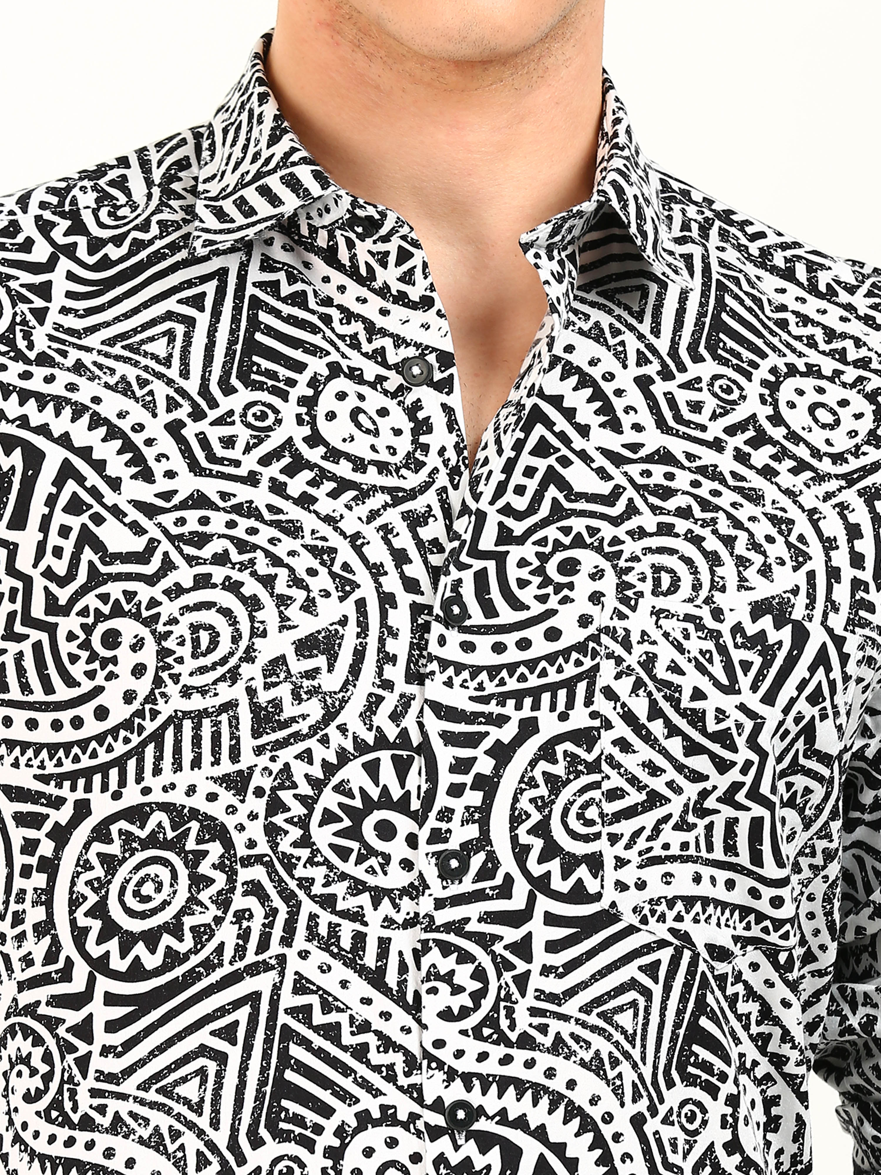 Texture Print Black & White Shirt