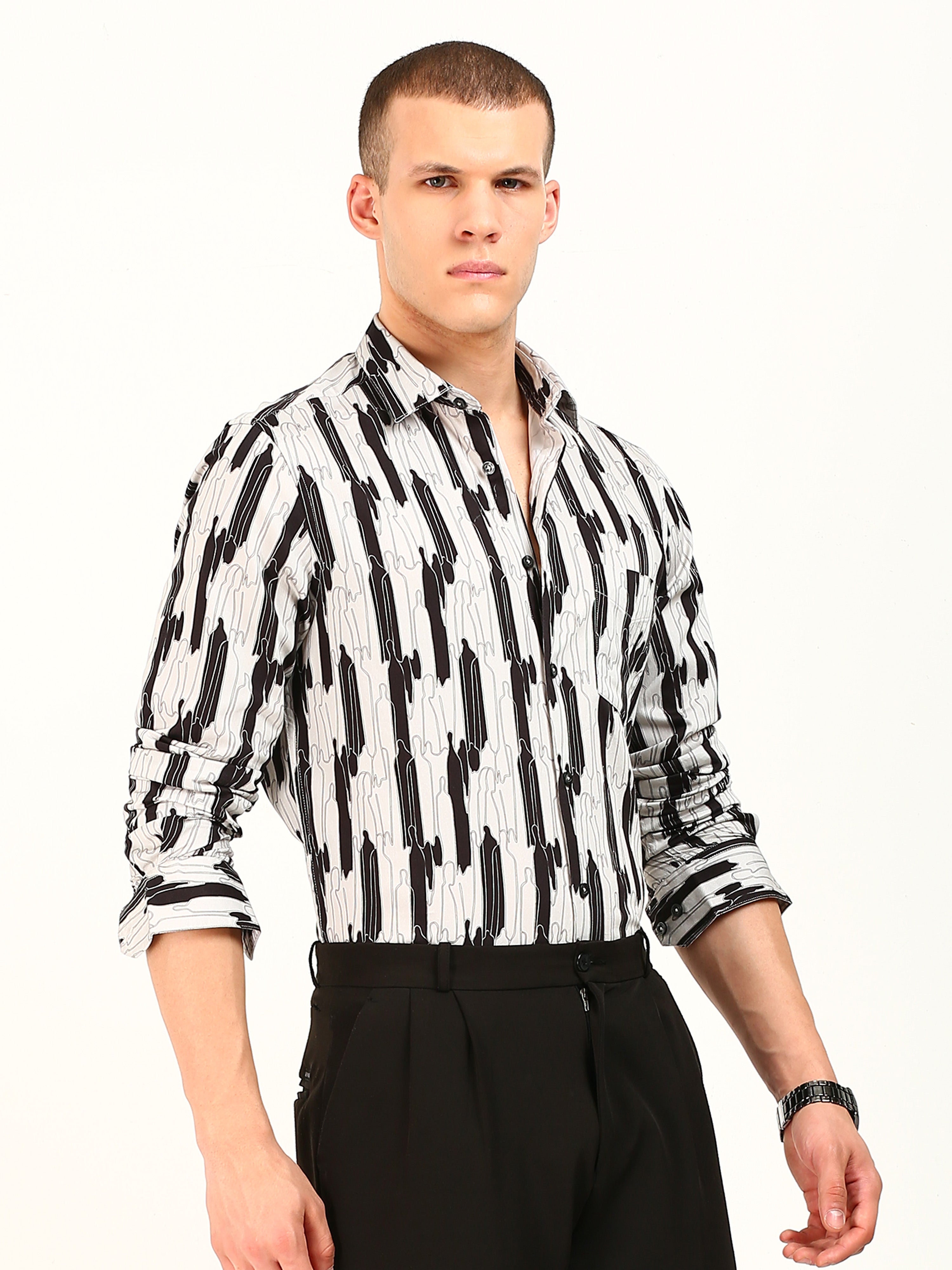 Rare Black Pattern Cotton Shirt