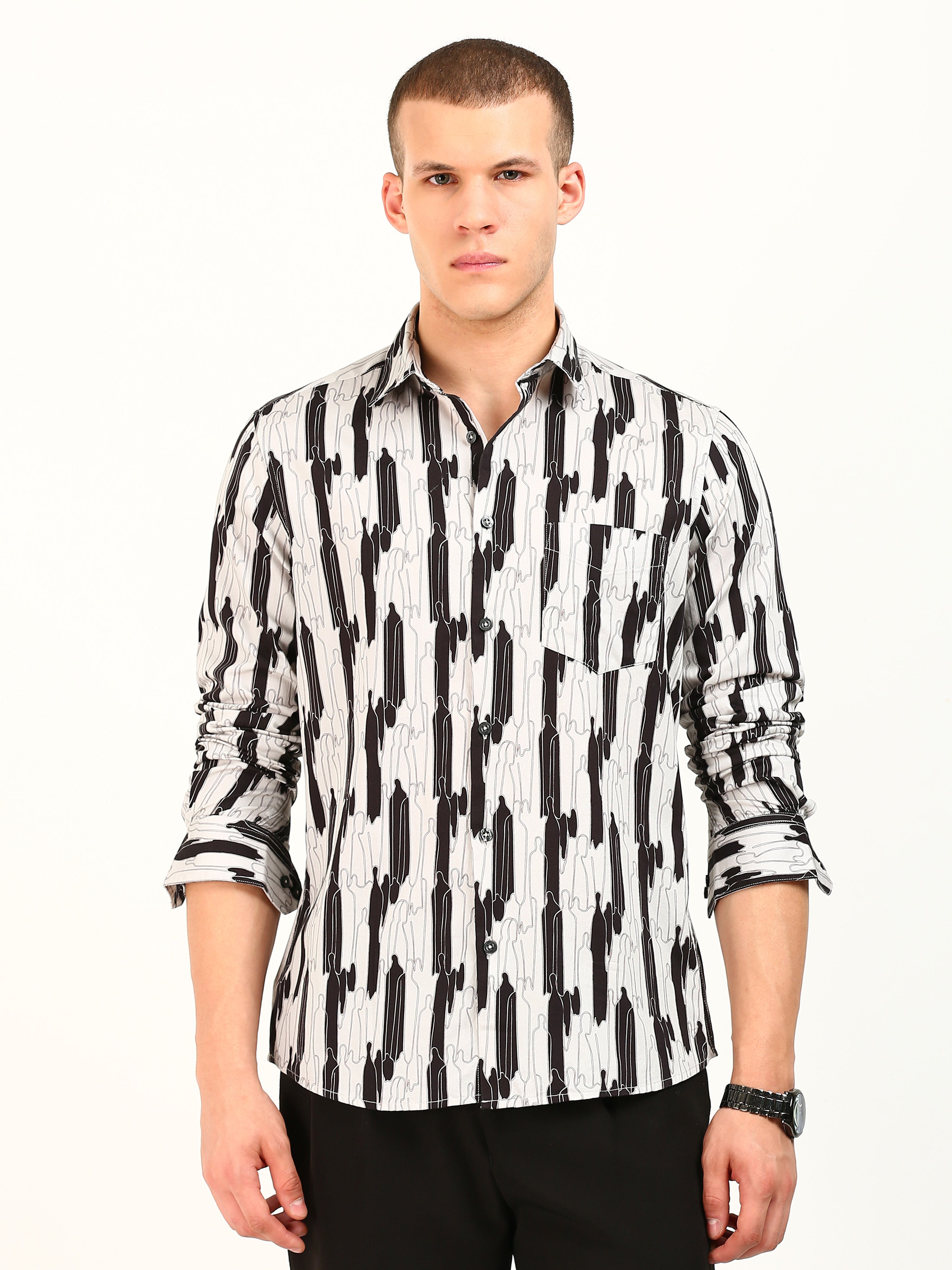 Rare Black Pattern Cotton Shirt