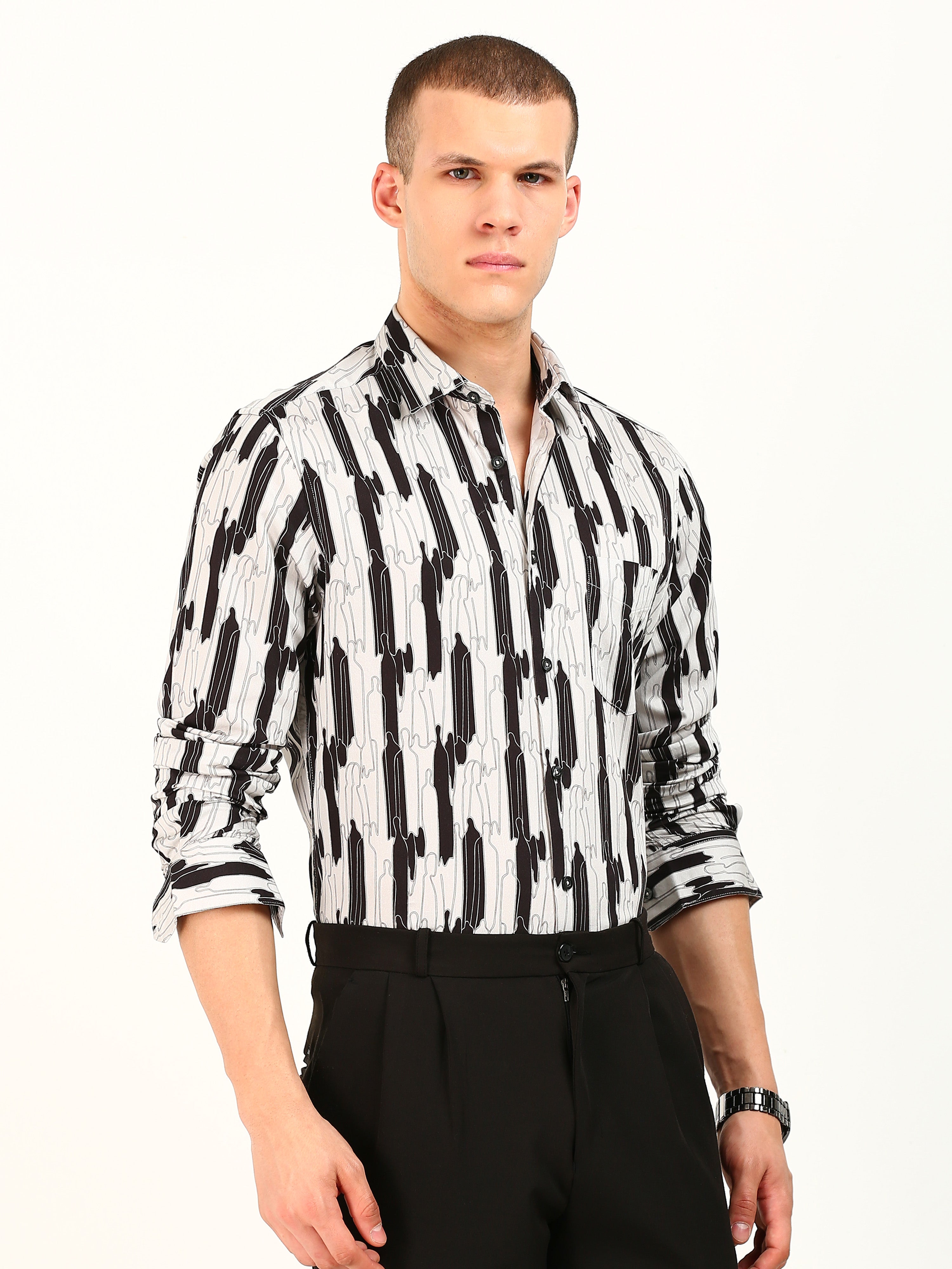 Rare Black Pattern Cotton Shirt