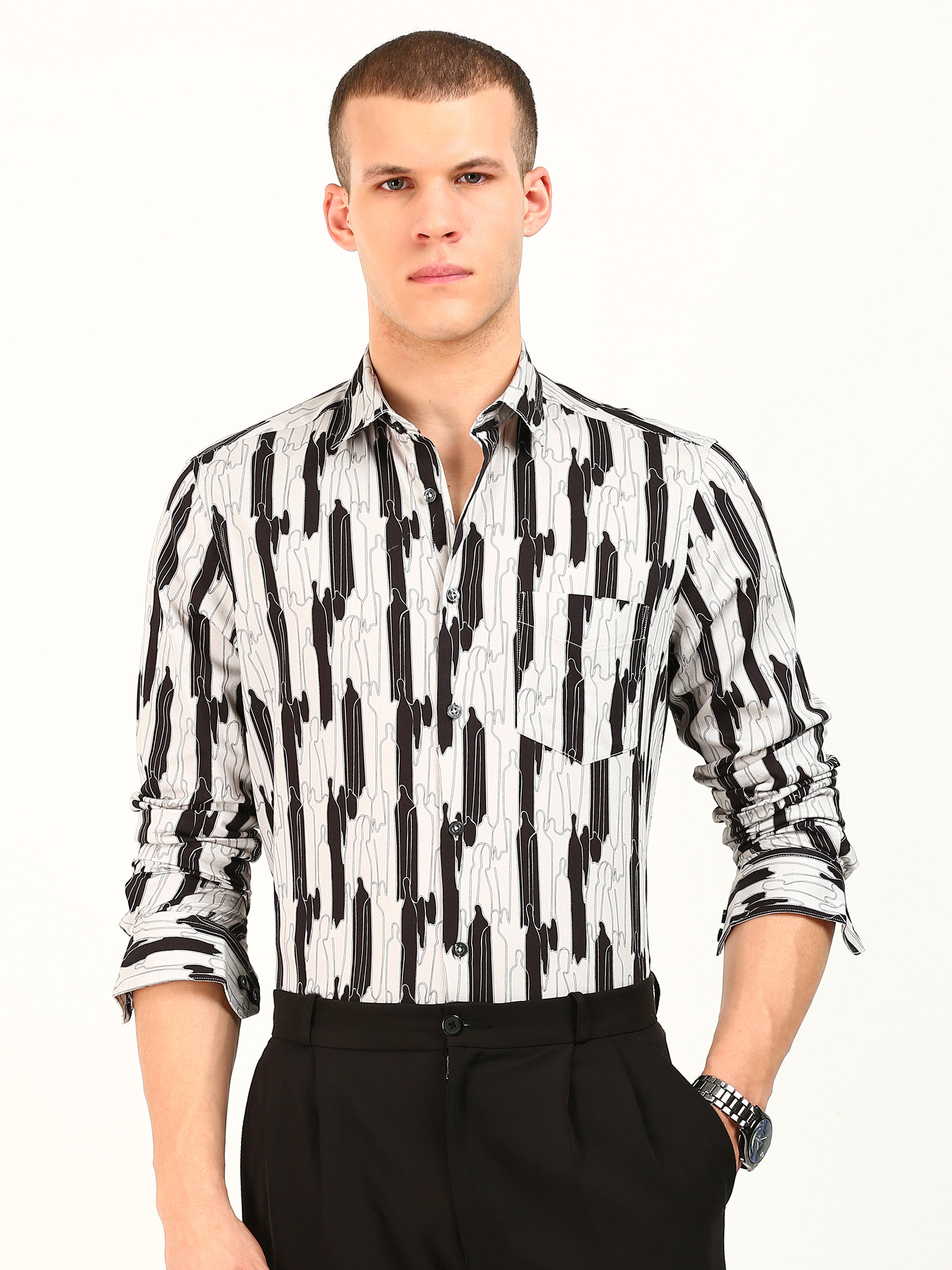 Rare Black Pattern Cotton Shirt
