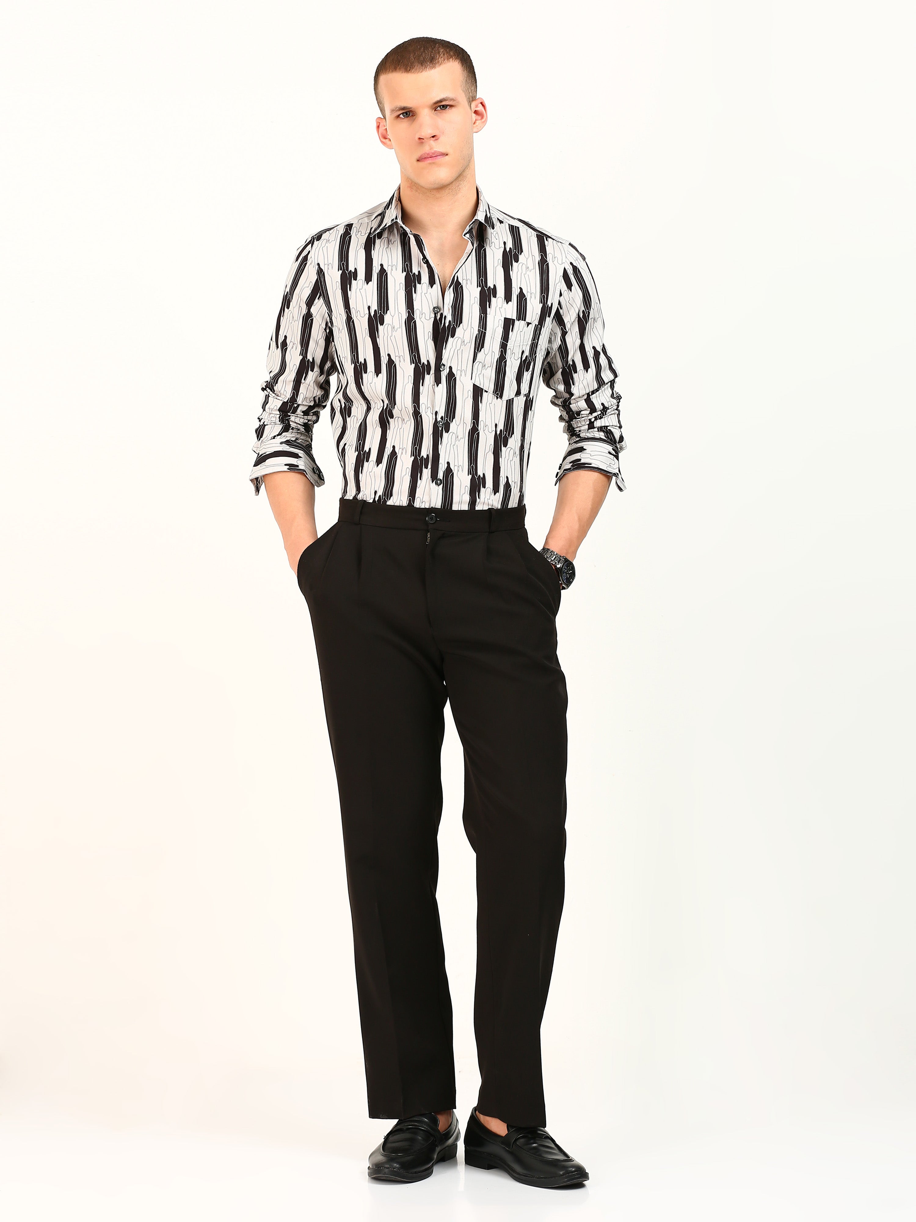 Rare Black Pattern Cotton Shirt