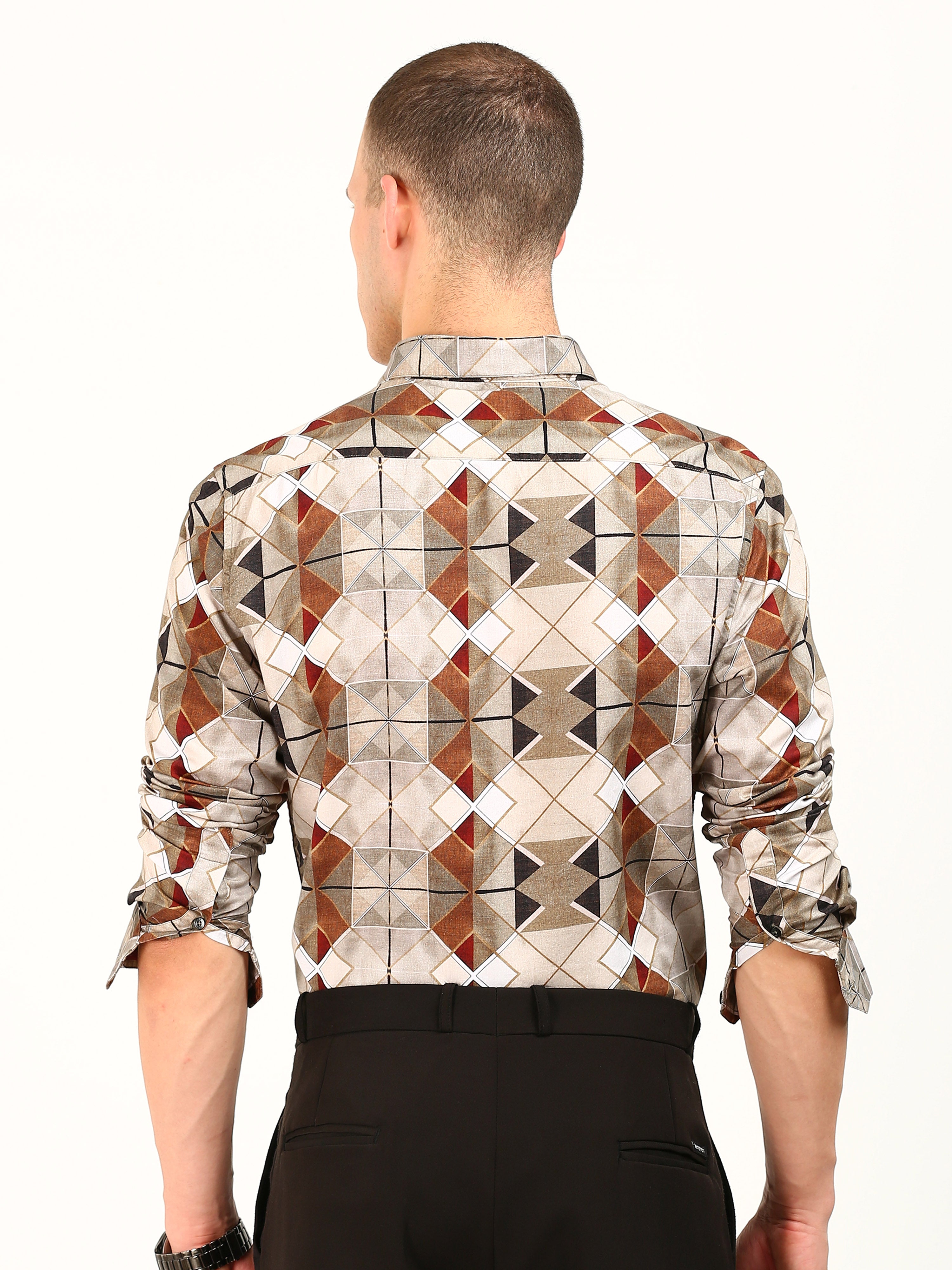 Kaleidoscope Textured Print Cotton Shirt