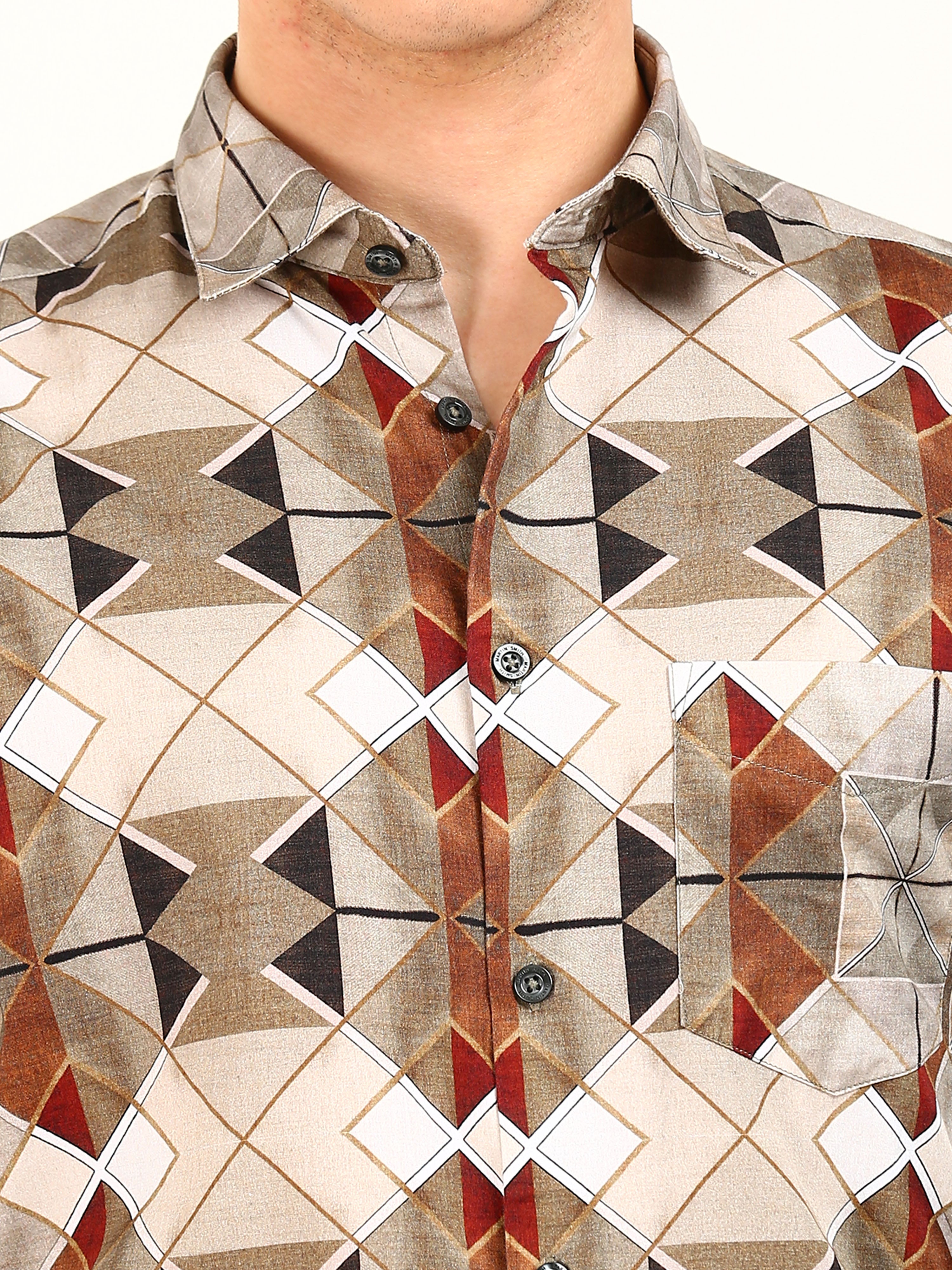 Kaleidoscope Textured Print Cotton Shirt
